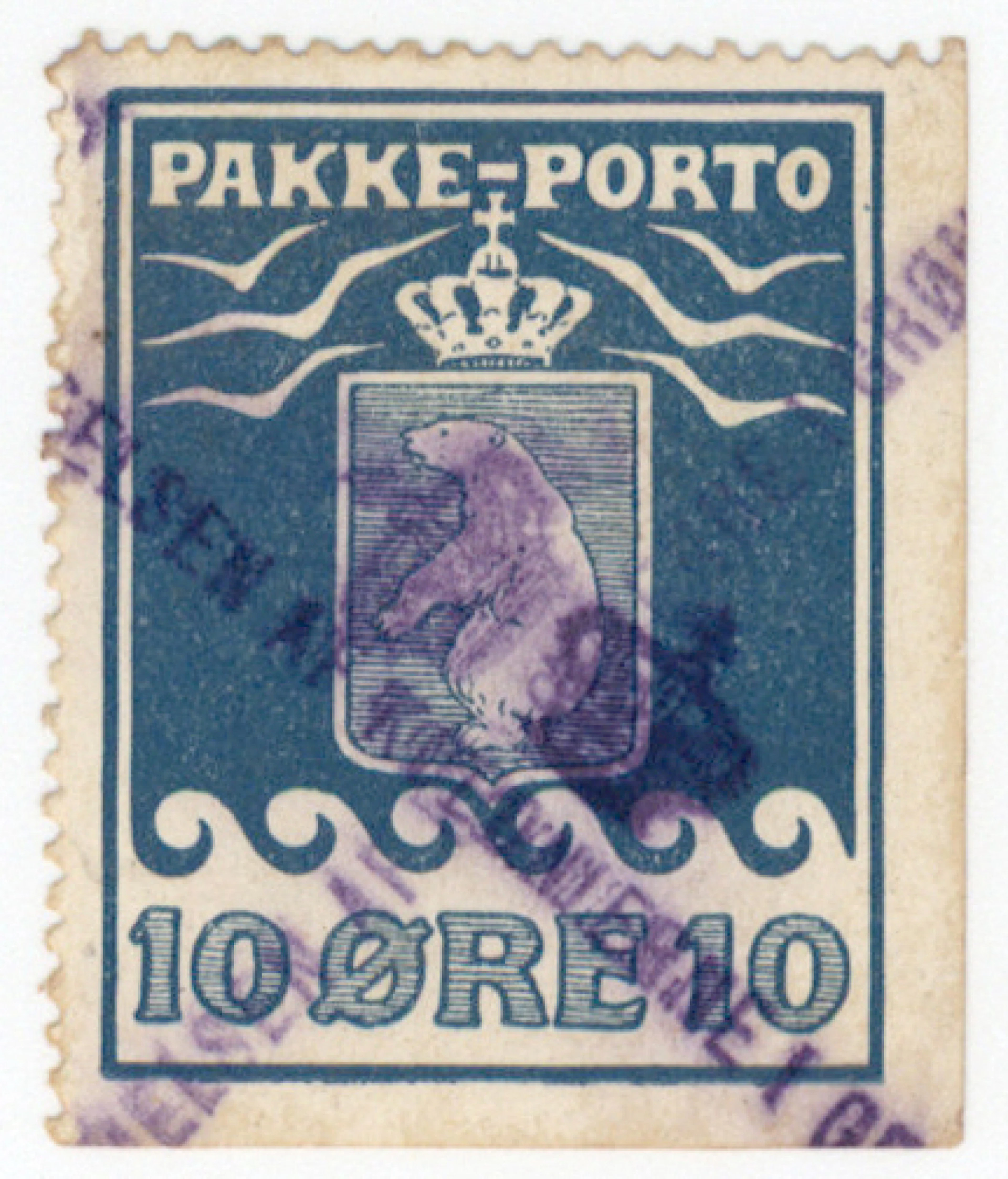 10 öre blue, 2nd printing 1910 Facit P3IID. Imperforate from right