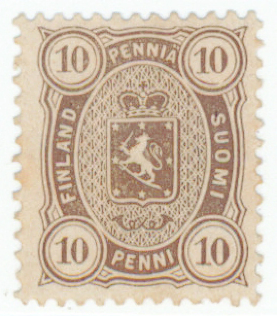 10 penni light olive-brown perforation 12½, mint *. (L 18SBb).