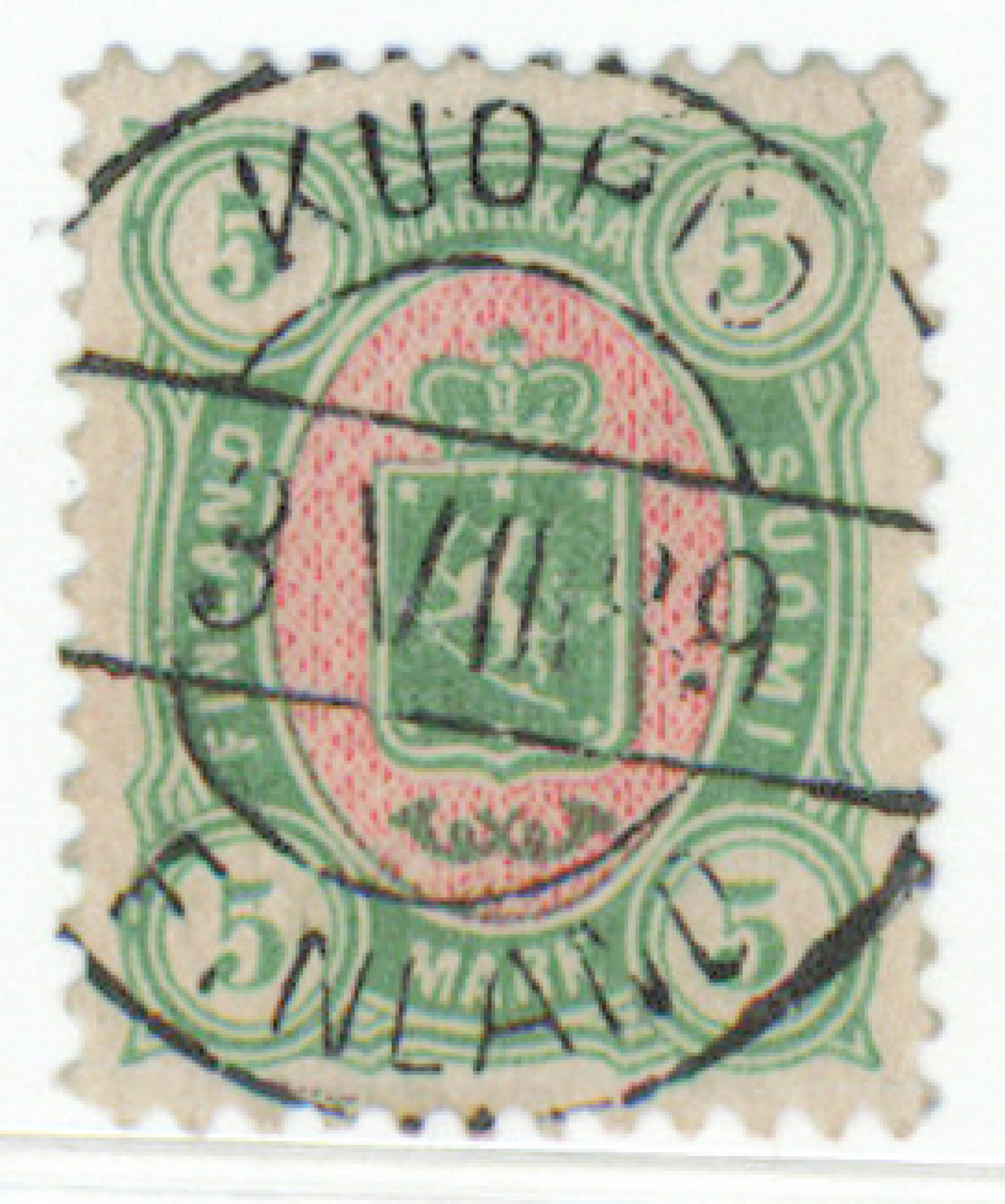 5 markkaa very fine used Kuopio 1889.