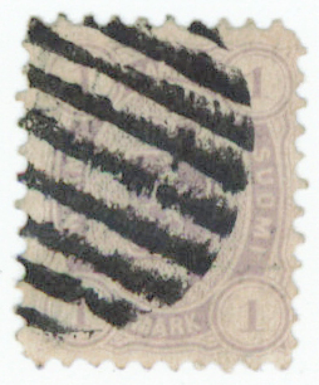 1 markka reddish lilac with a rare figure cancellation 100 (Uleåborg).