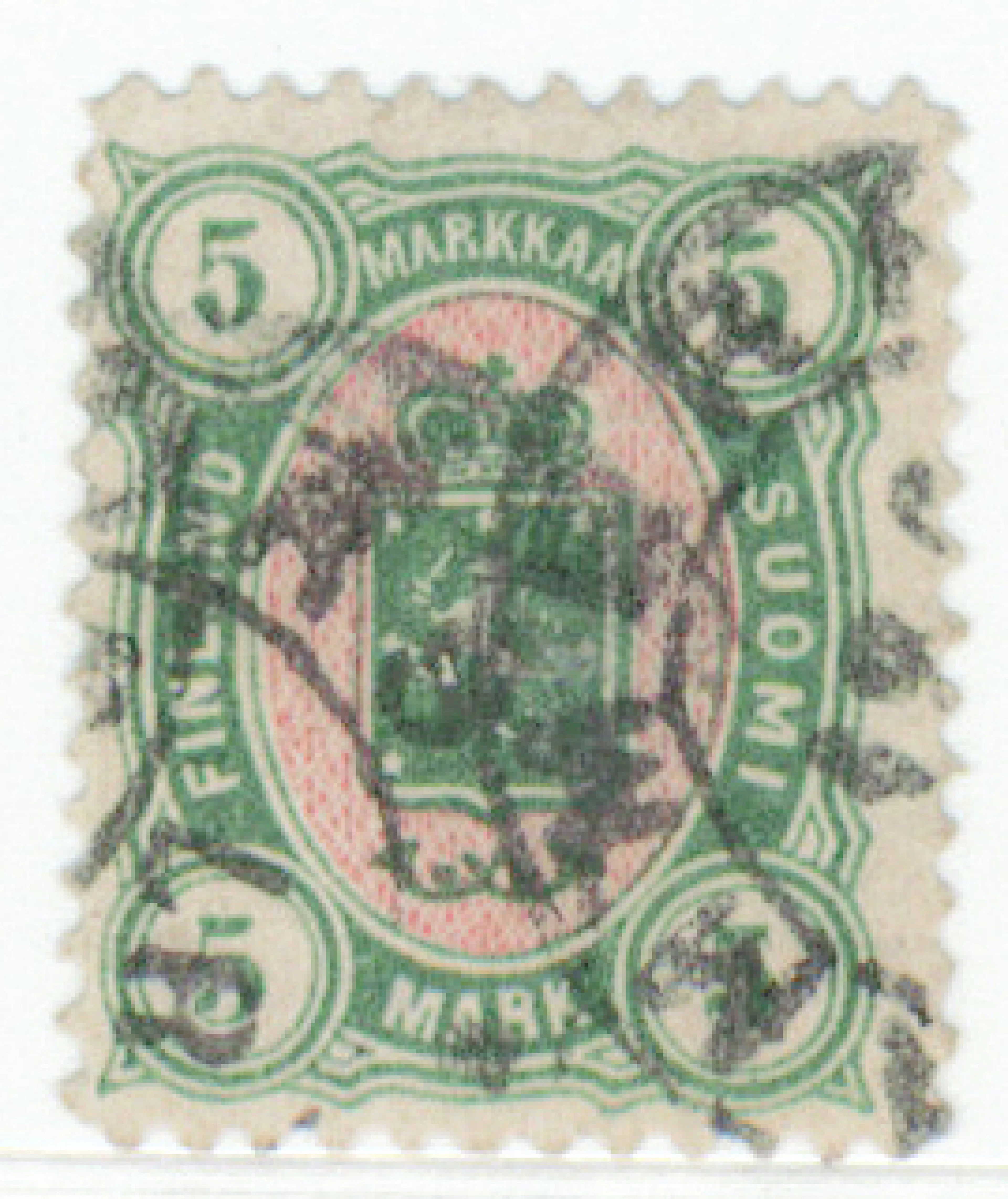 5 markka with multiple cancellations