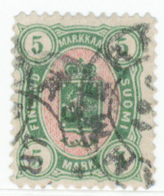 5 markka with multiple cancellations