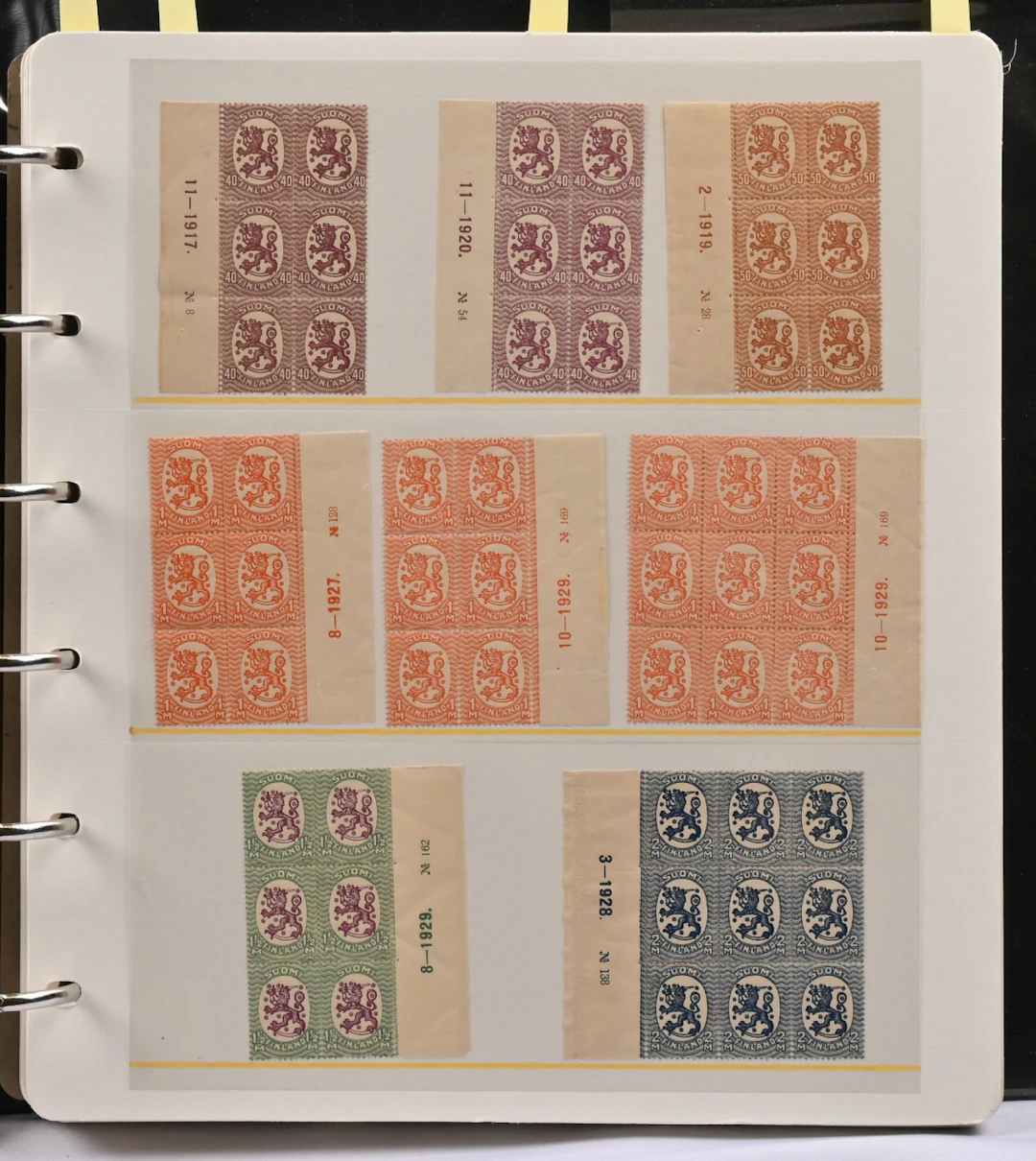 1917 - 1954 definitive stamps, over 100 number plate blocks of six