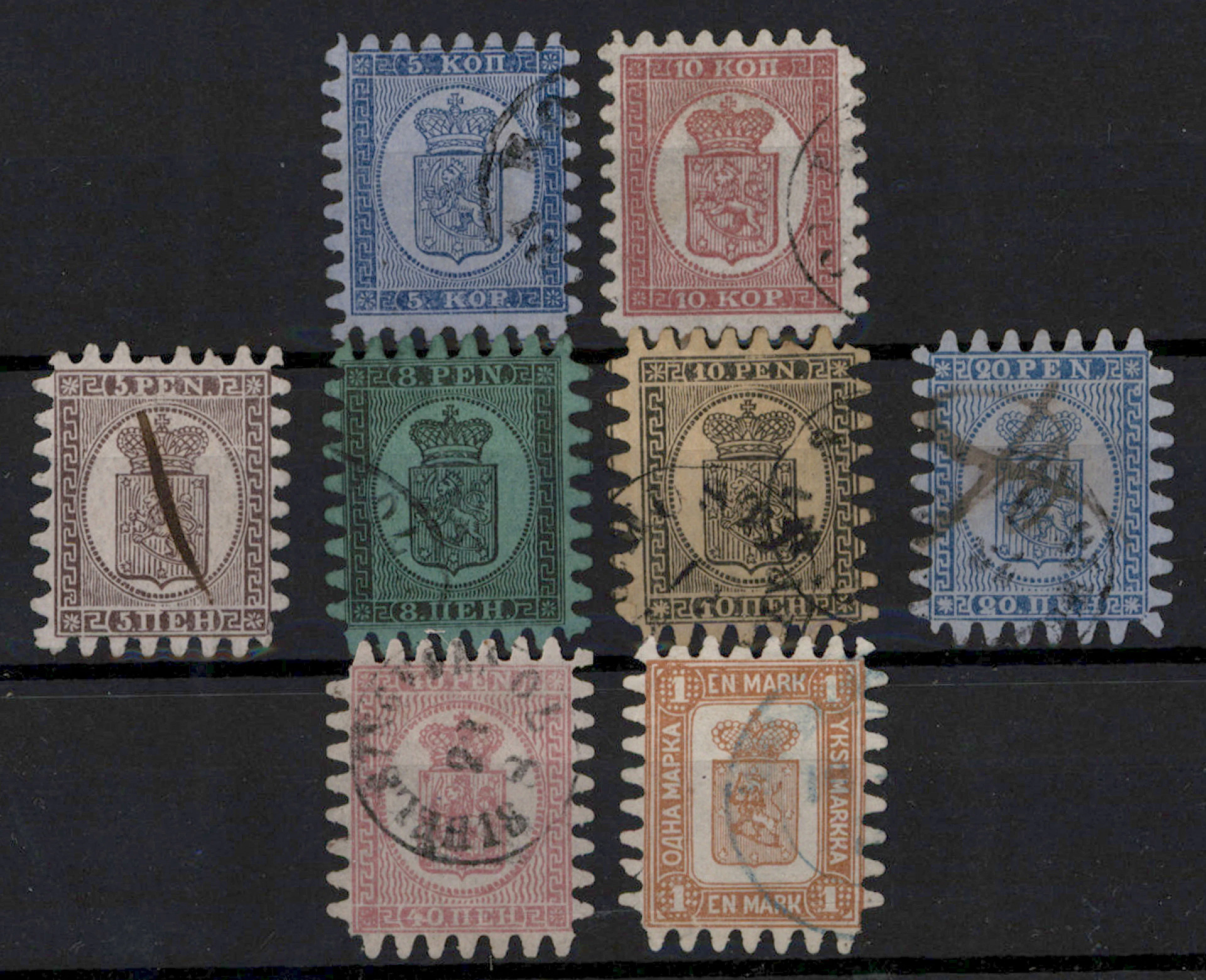 1860 - 1866 fine selection of eight different stamps, some faults