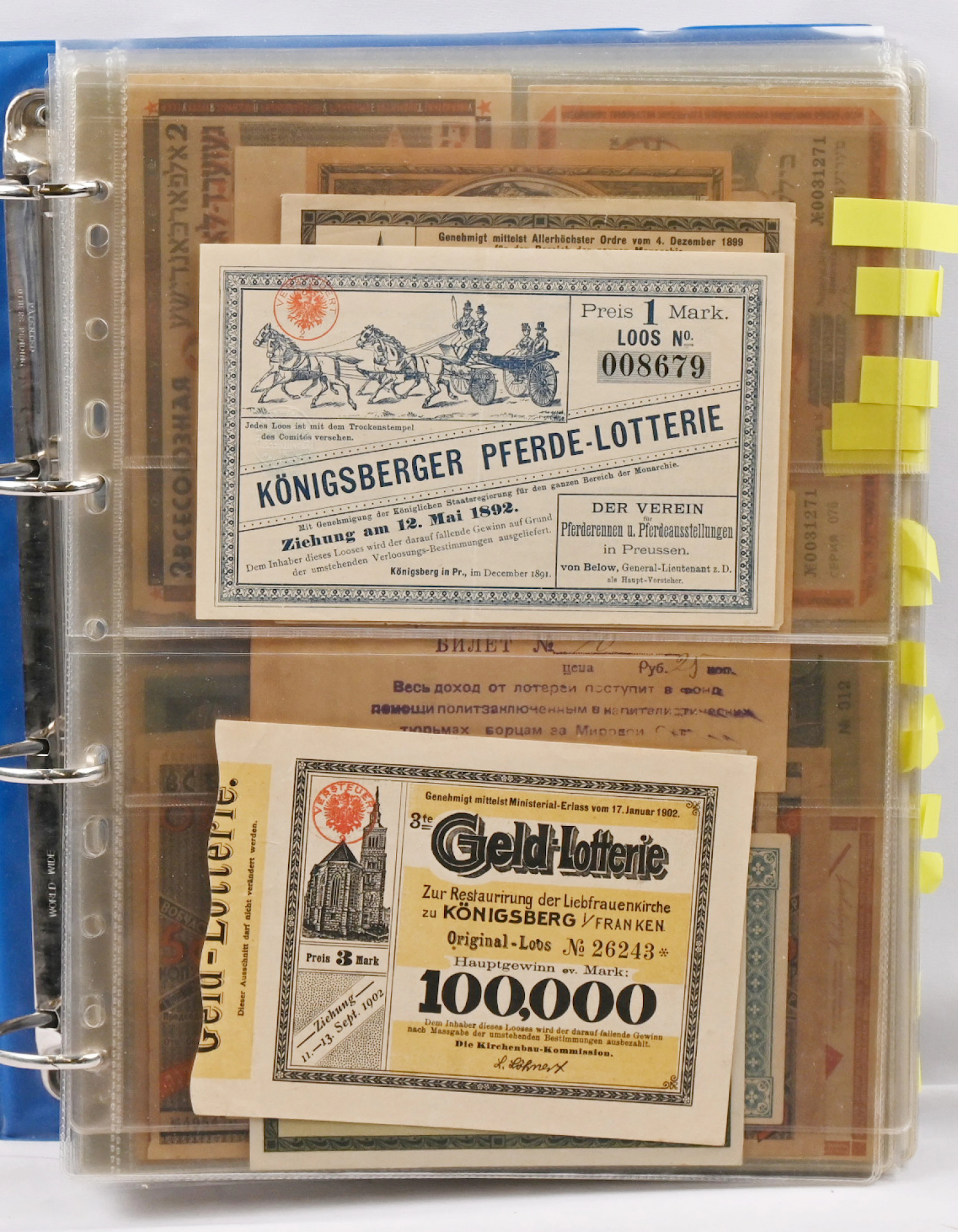 Thick binder of lottery tickets etc. Old and new. Many rare, including