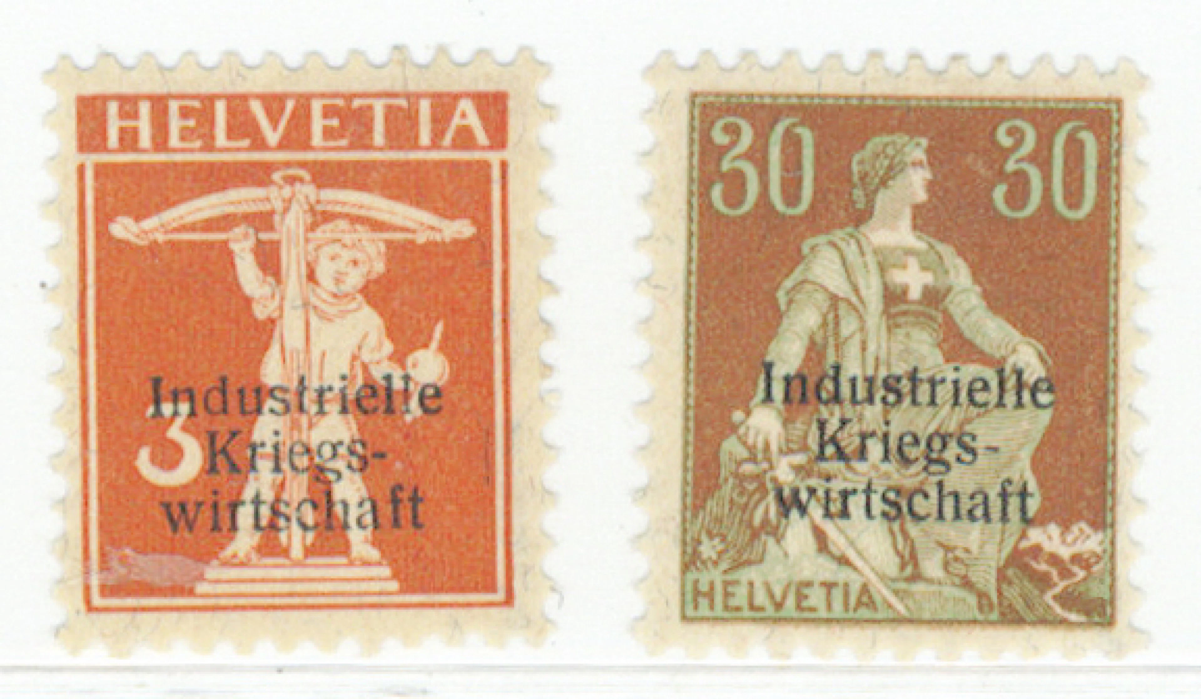 Kriegswirtschaft 1918 Mi 1 I and 8 I, mint * stamps, both signed: Trabert BPP