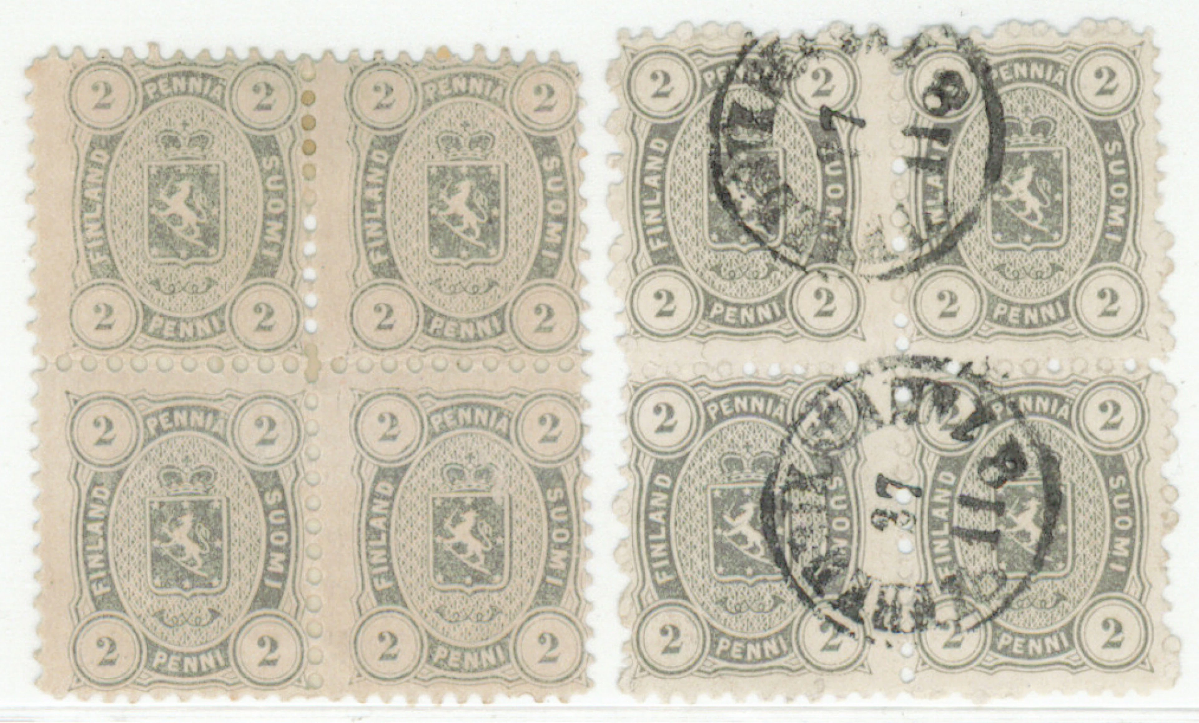 2 penni dark gray, mint * and used (beautiful Fredrikshamn 27.11.1881)