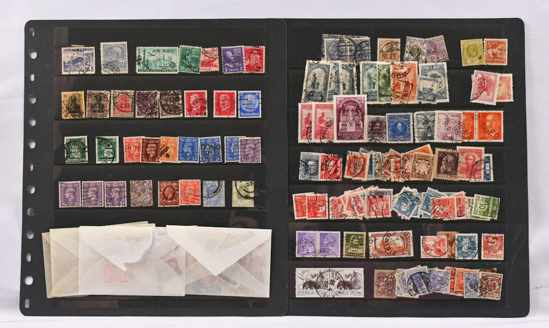 Perfins, large selection of stamps from various countries in eight