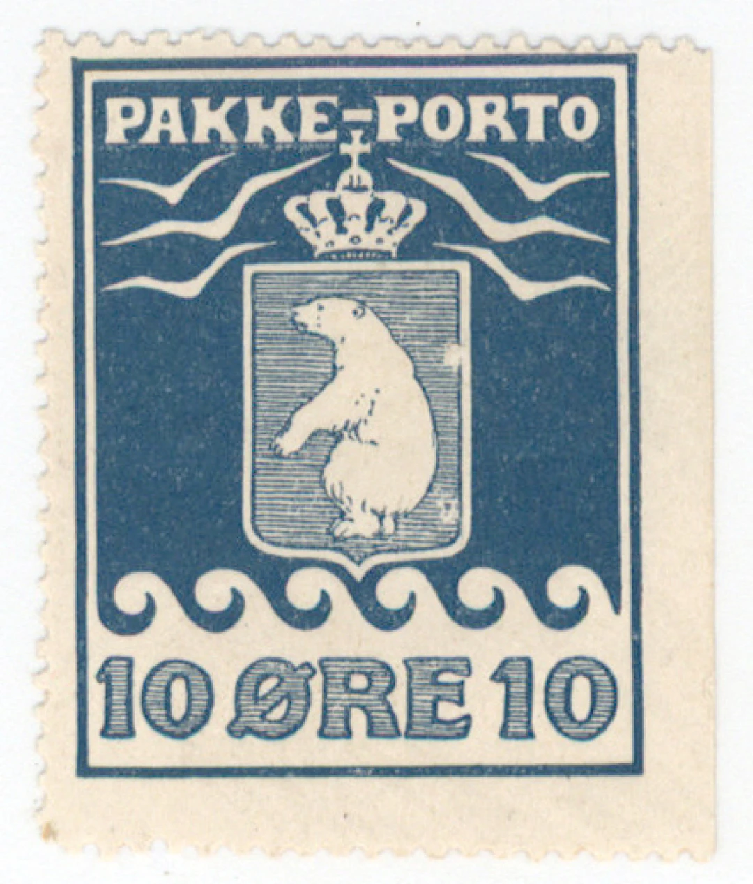 10 öre blue, 2nd printing 1910 F P3IIB. Imperforate from right, plate