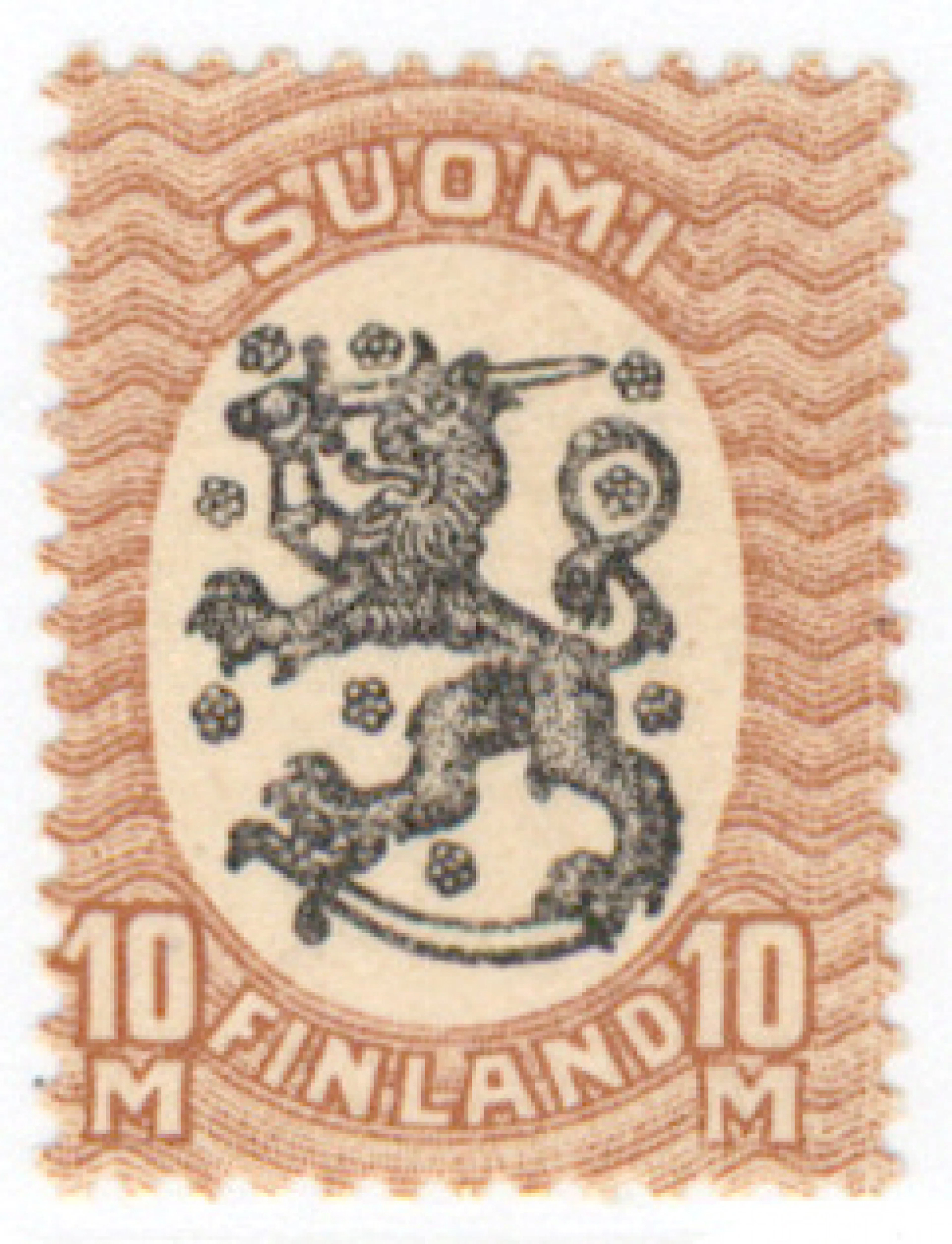 10 markka AW2 very fine mint ** stamp (L. 123AW2).