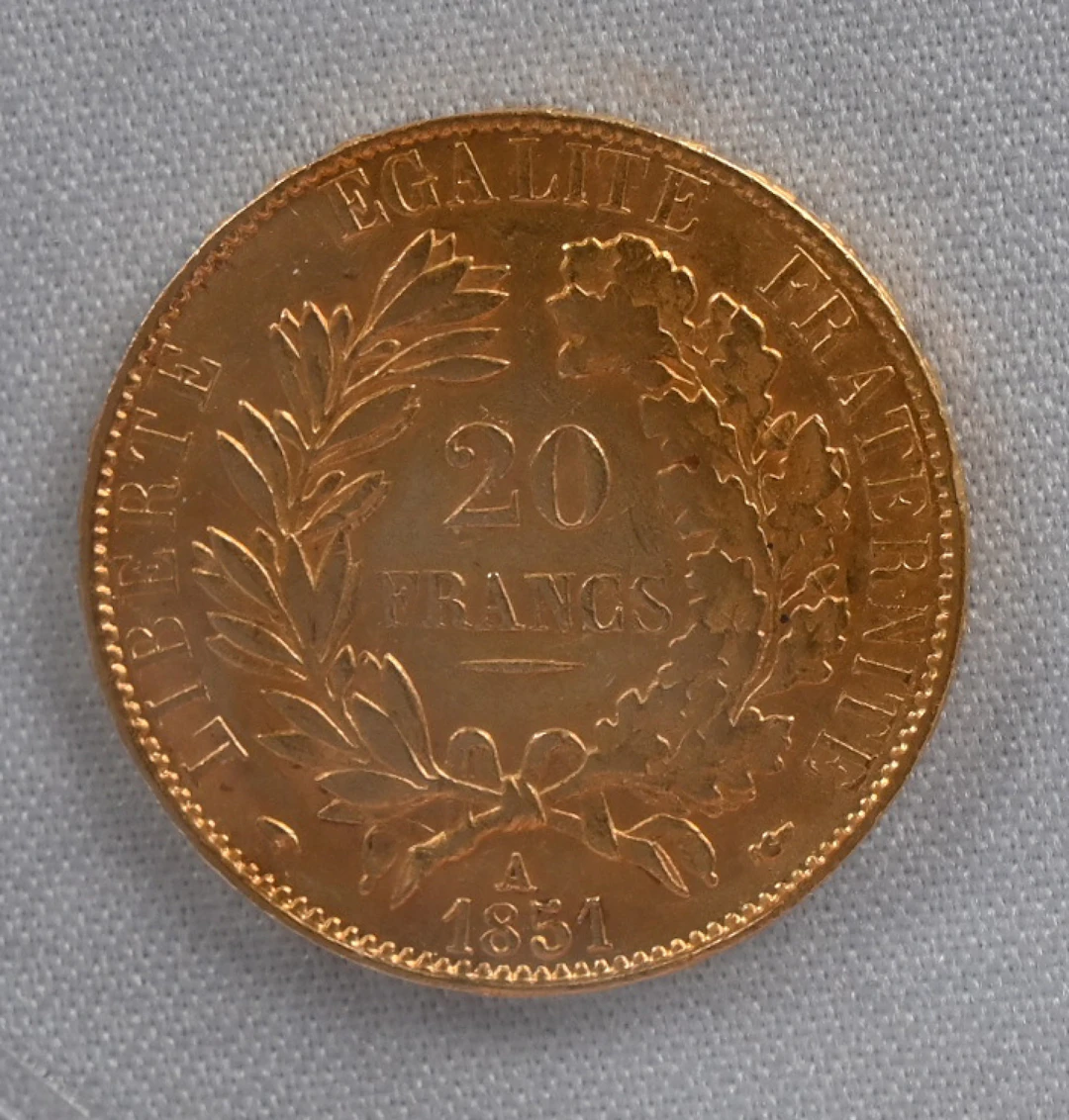 France 1851 20 Francs, Cérès, gold.
