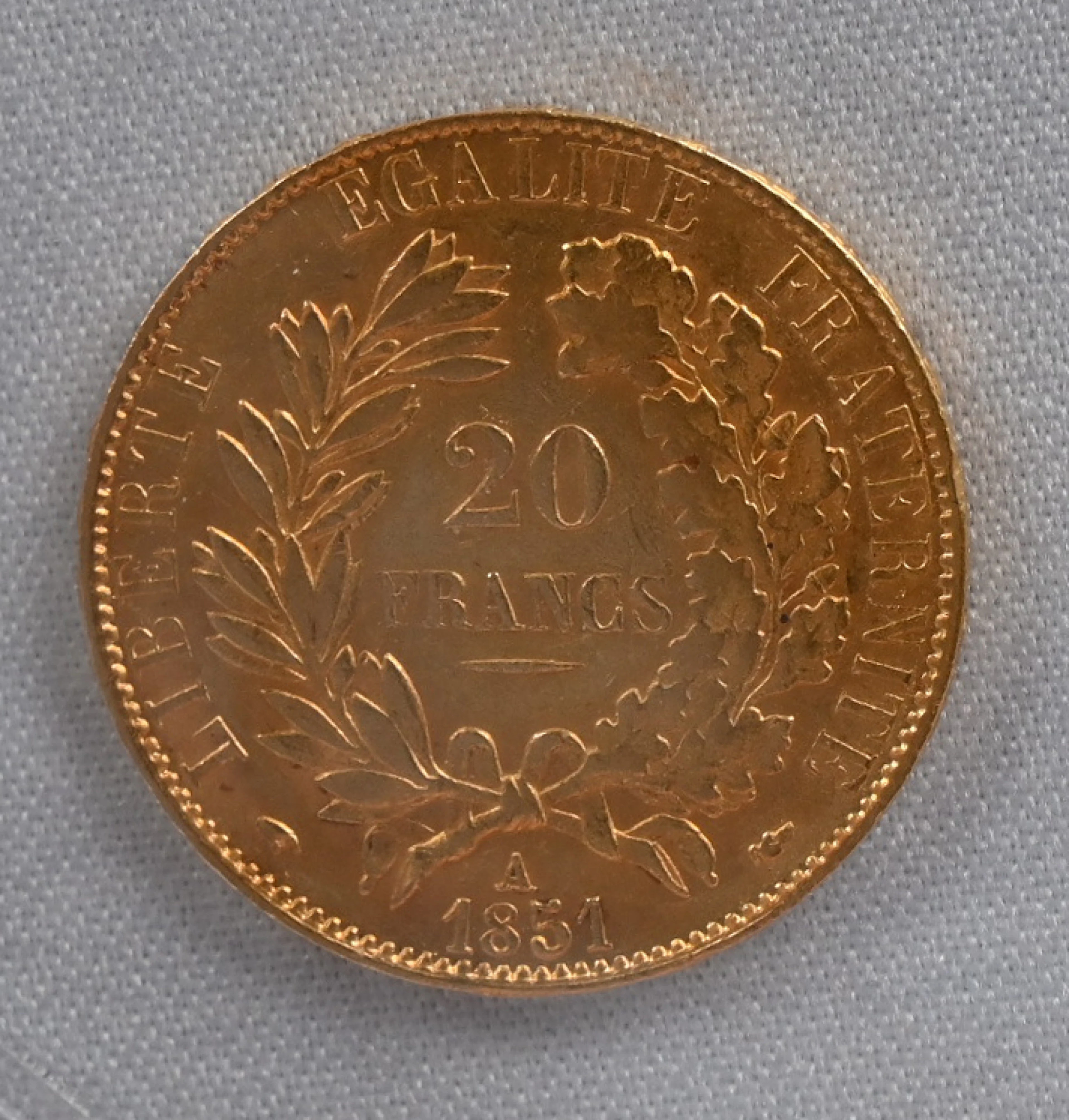 France 1851 20 Francs, Cérès, gold.