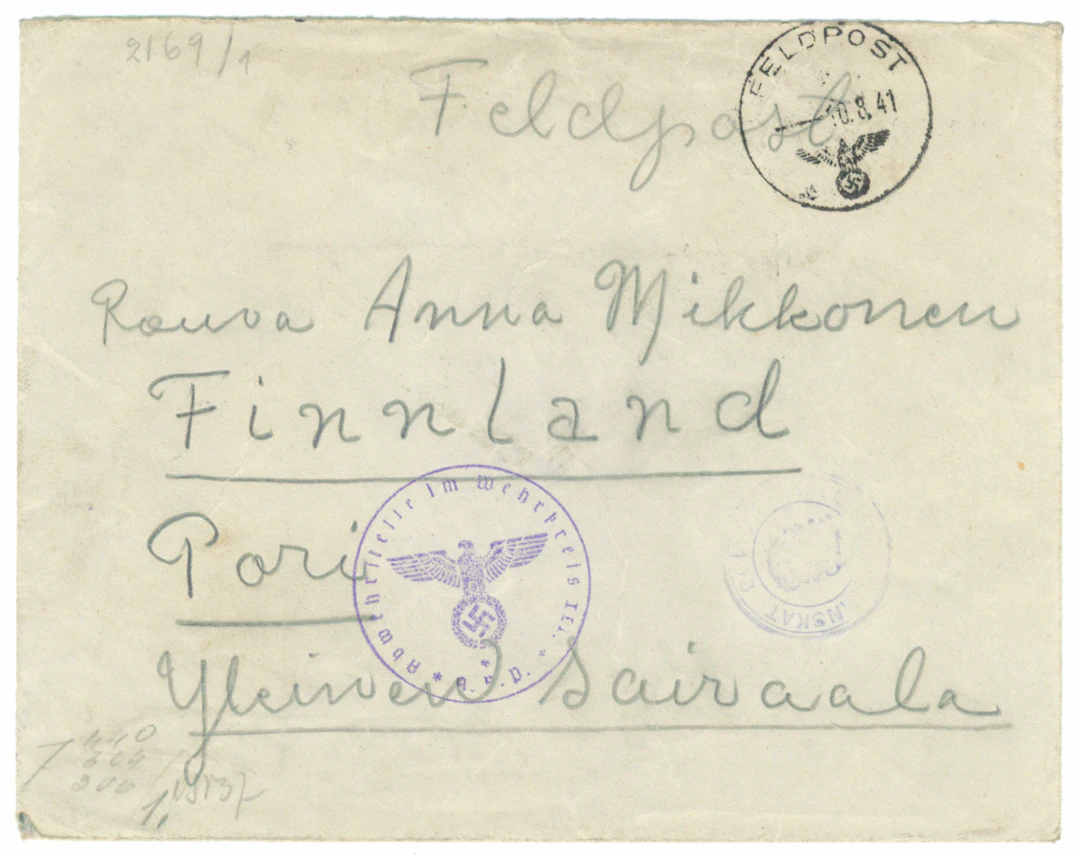 SS volunteer mail: letter from a man in the Division to Finland 10.8.1941