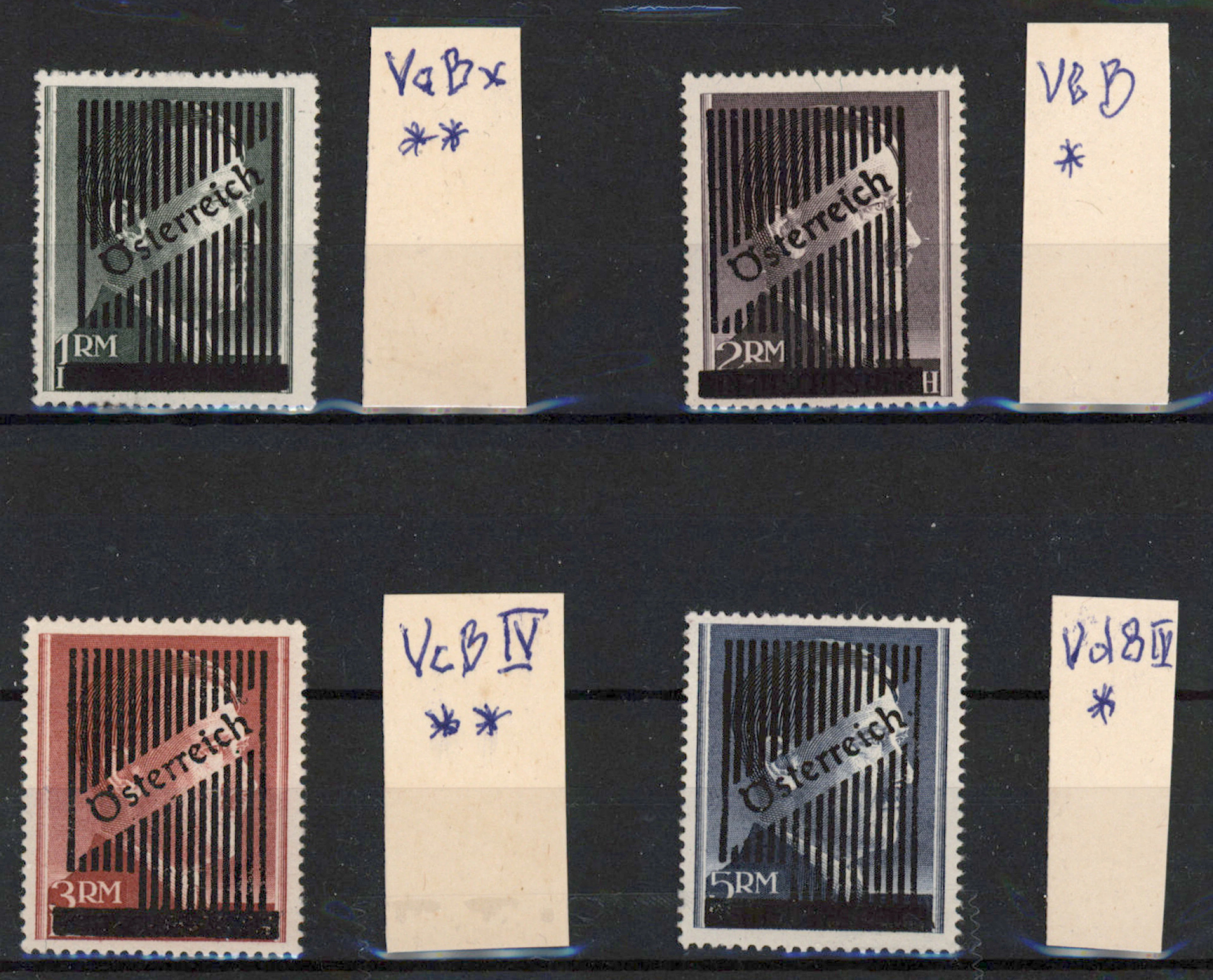 1945 Hitler unissued stamps Mi VaBx **, VbB *, VcB IV ** as well as