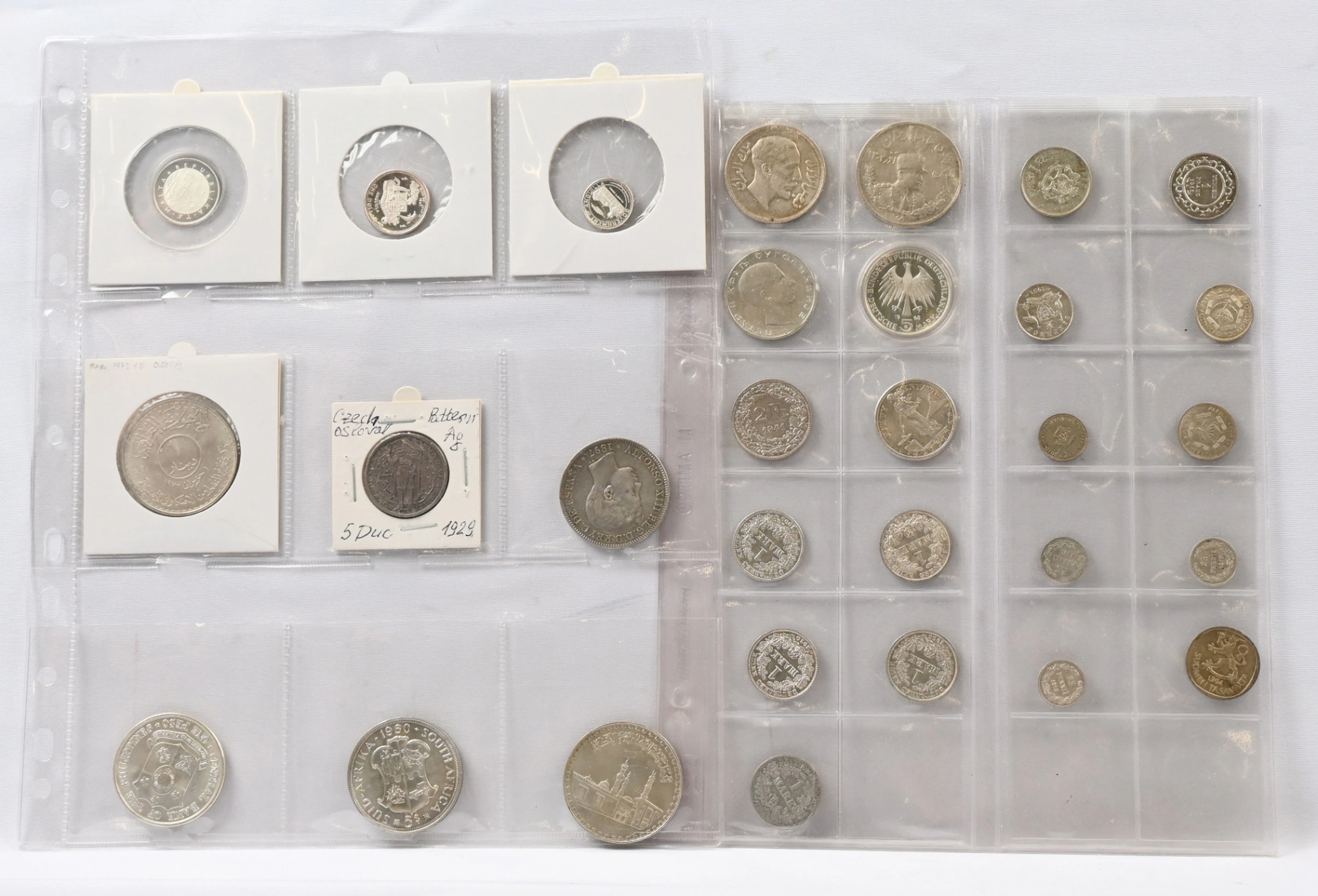 Selection 30 pieces of silver coins from different countries. Large
