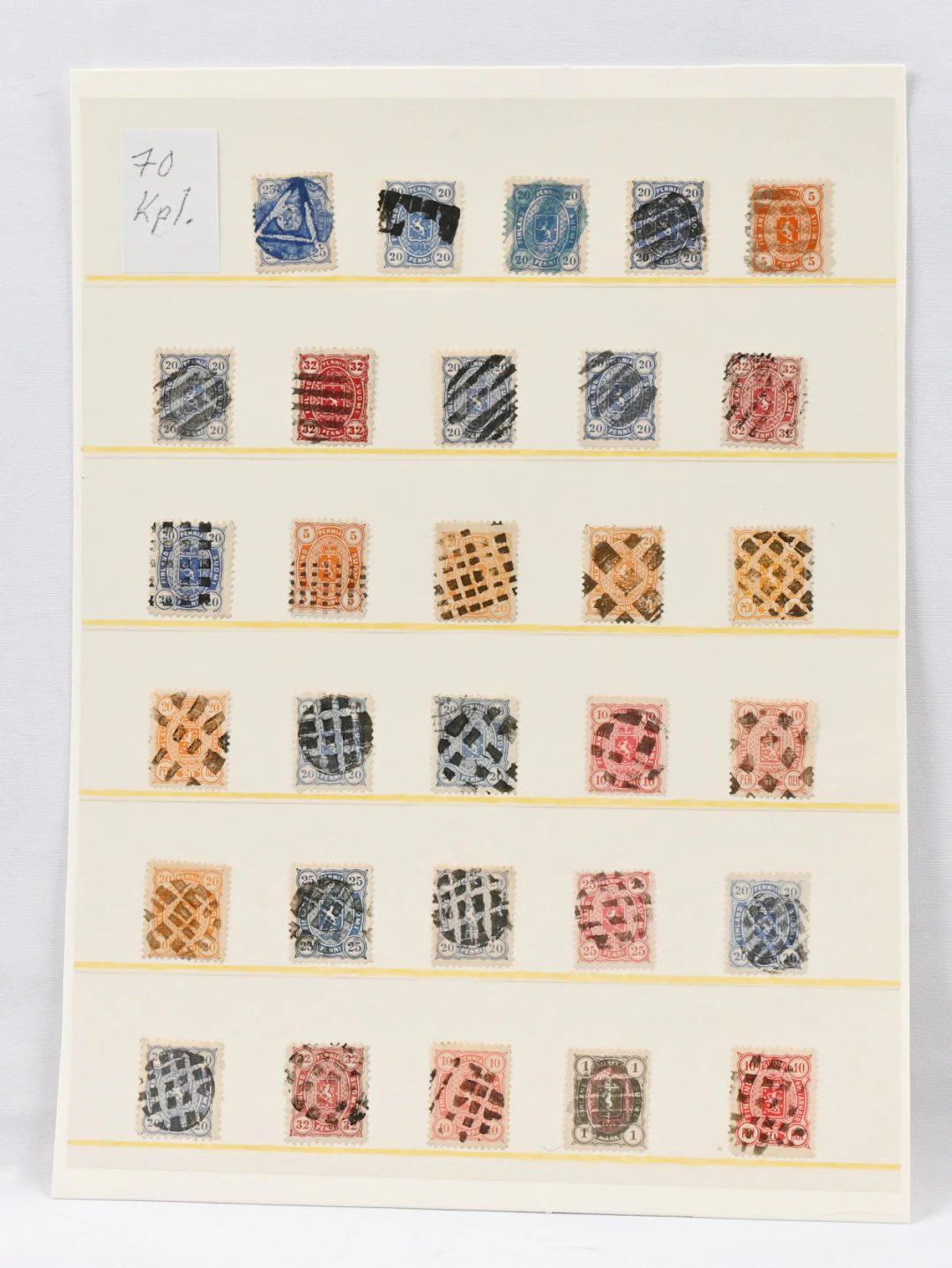 Figure cancellations fine selection on stamps from 1875 - 1895, ca. 70 stamps