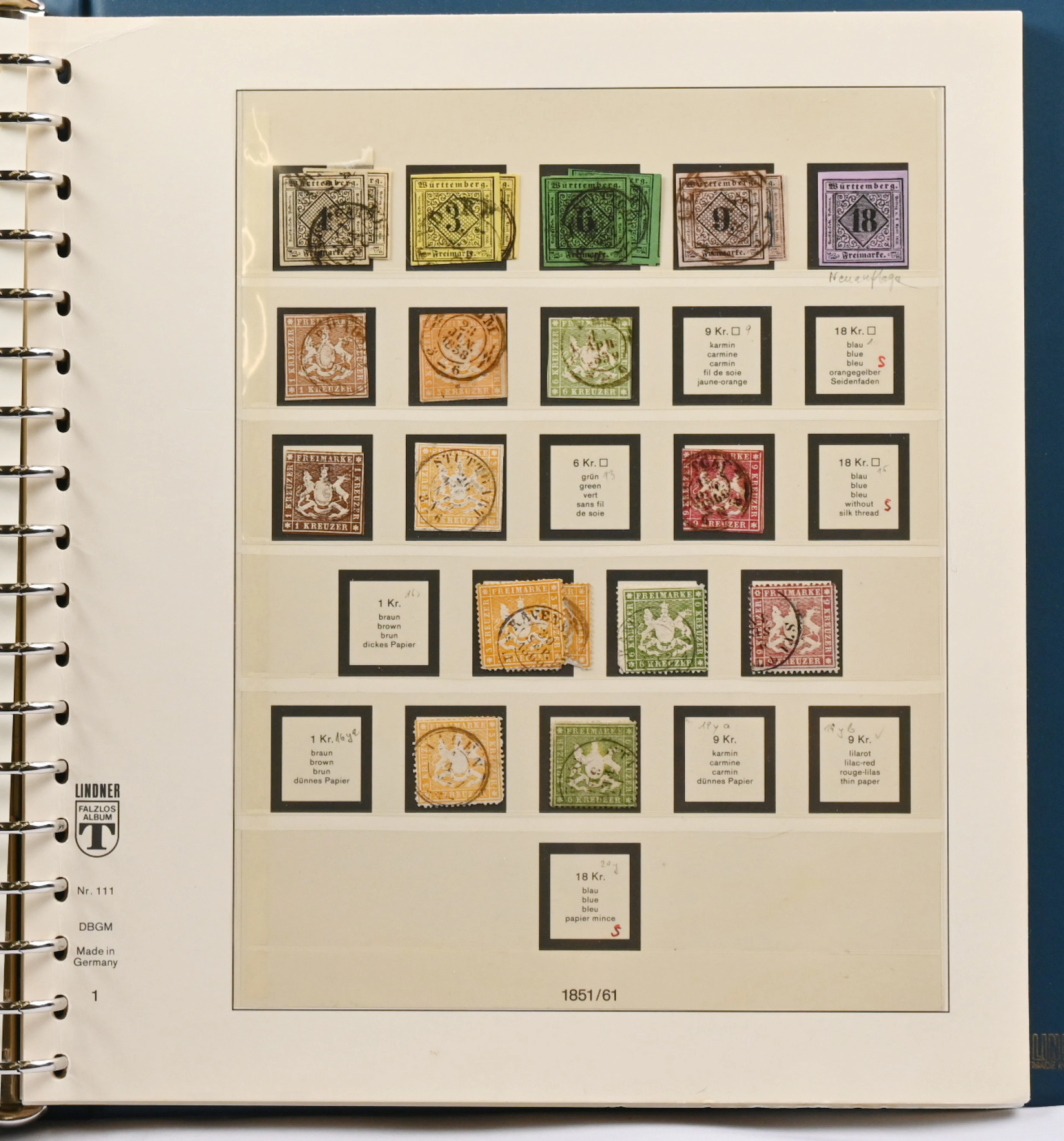 Württemberg 1851 - 1920 collection on pages in an album. Over 250