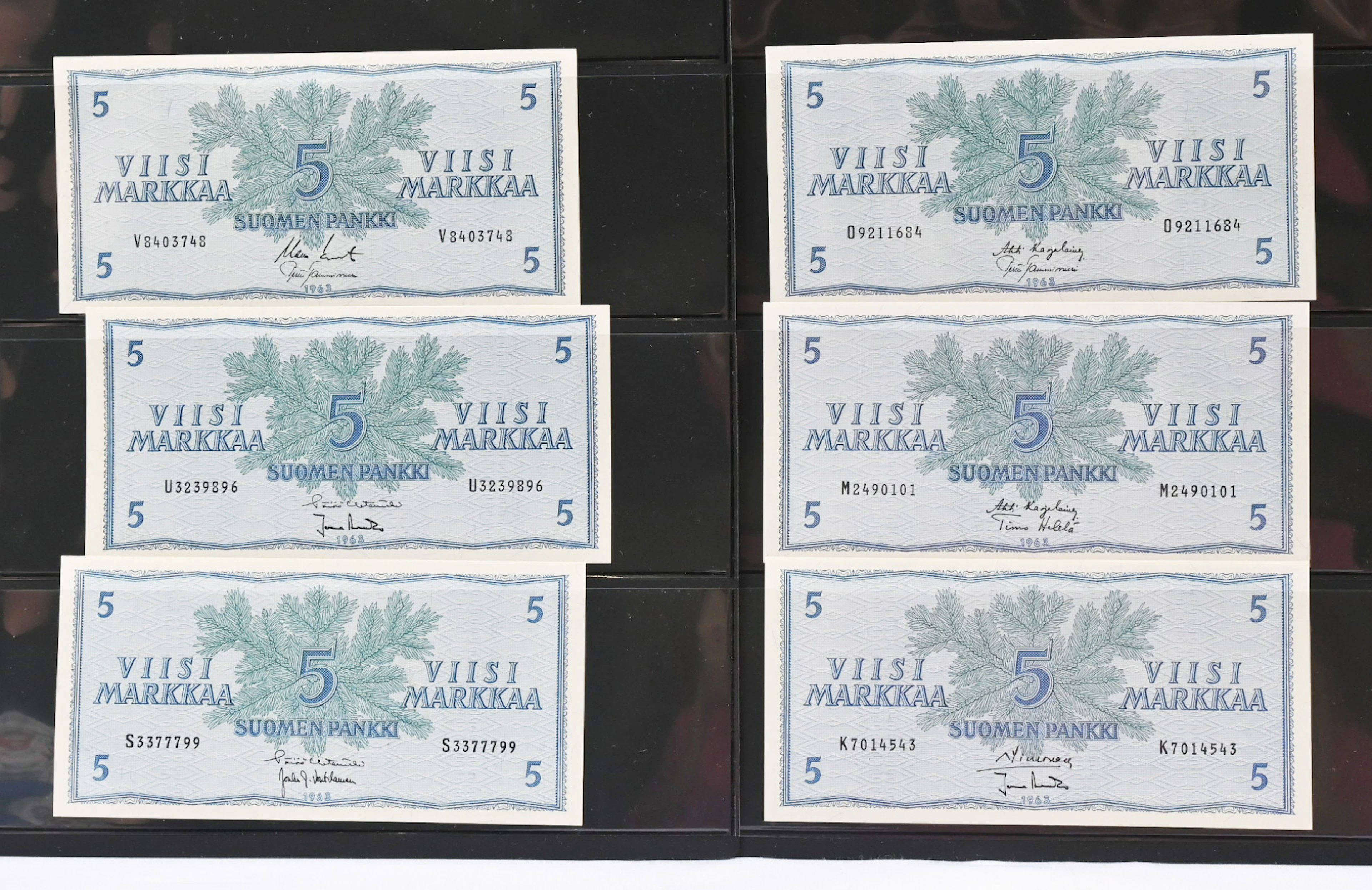 1963 5 markka 17 pieces, series K M O P Q R S U V X Y Z Ä Ö AA AB