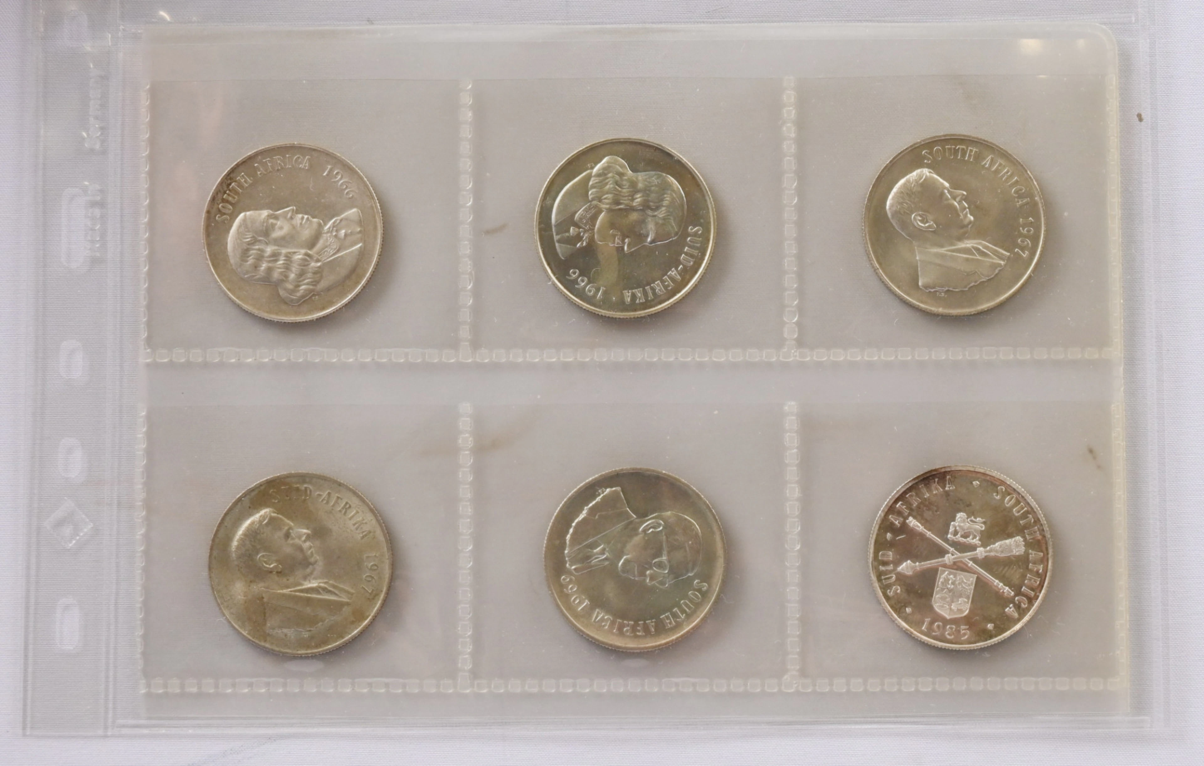 South Africa 1966 - 1985 1 Rand silver, six fine, including eg. 1985