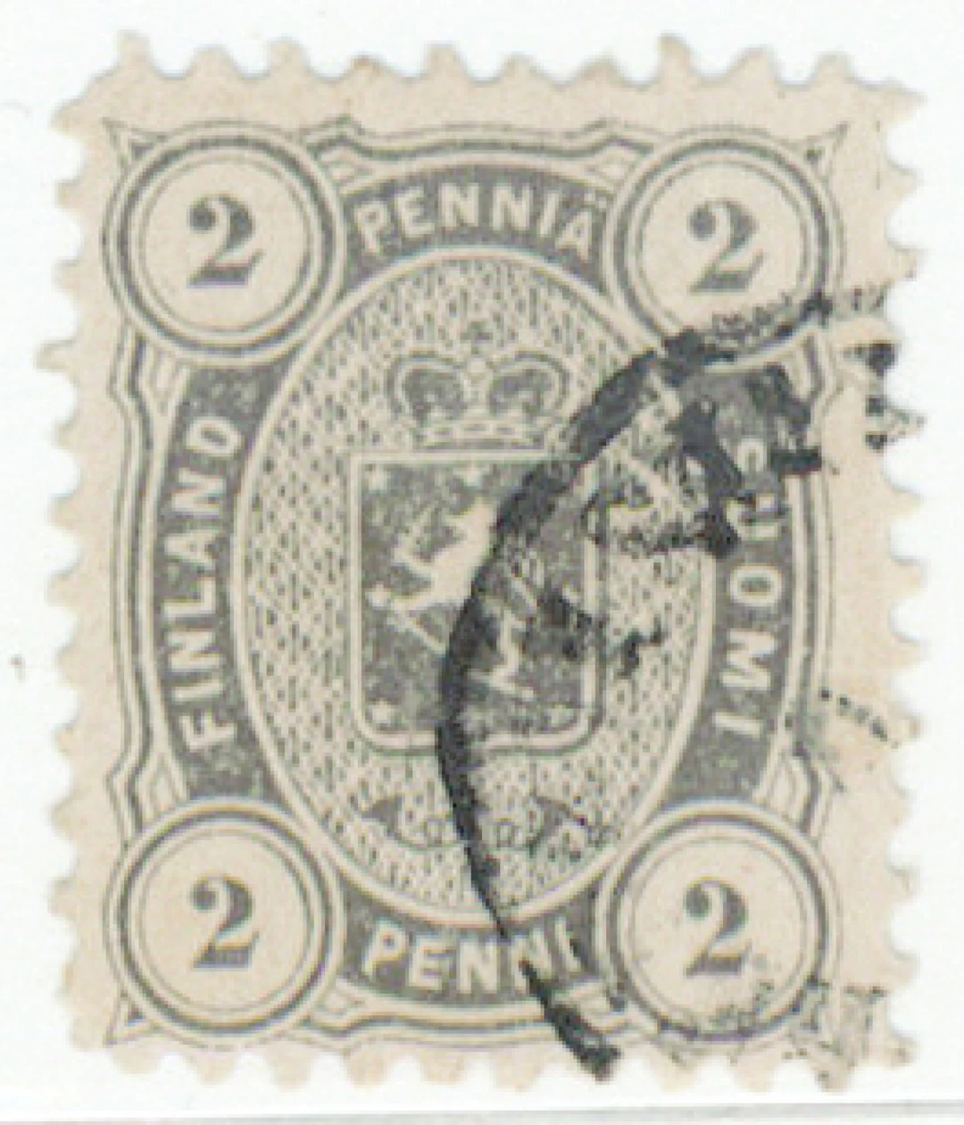 2 penni black-gray, used. Thinner (not z-) paper. (L. 12SAe).