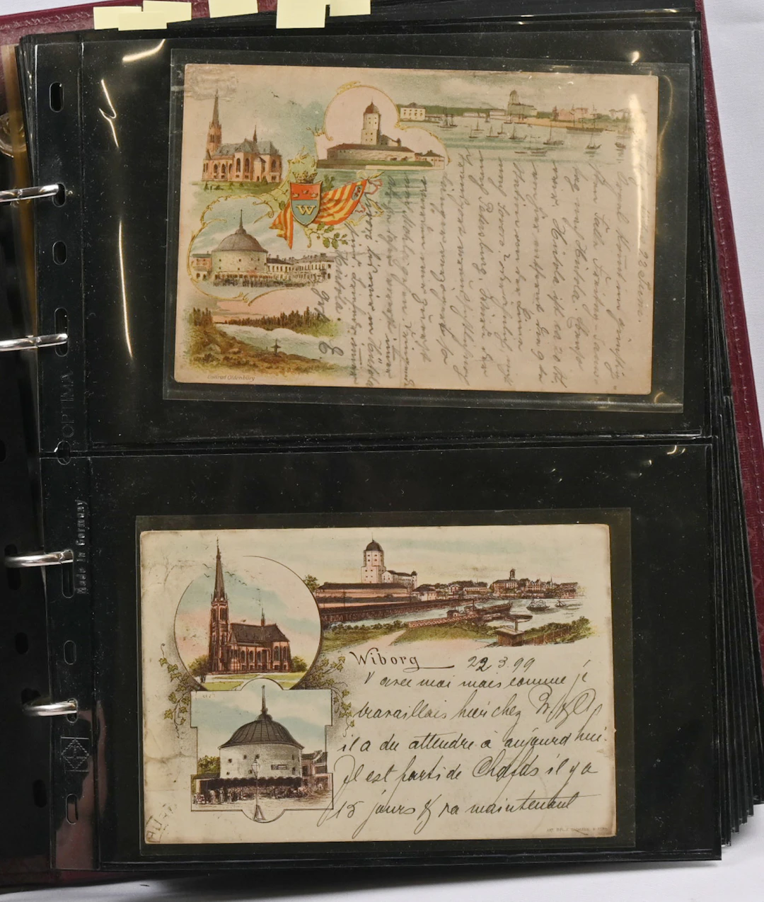 Wiborg, selection of over 80 old postcards in album, eg. composition cards