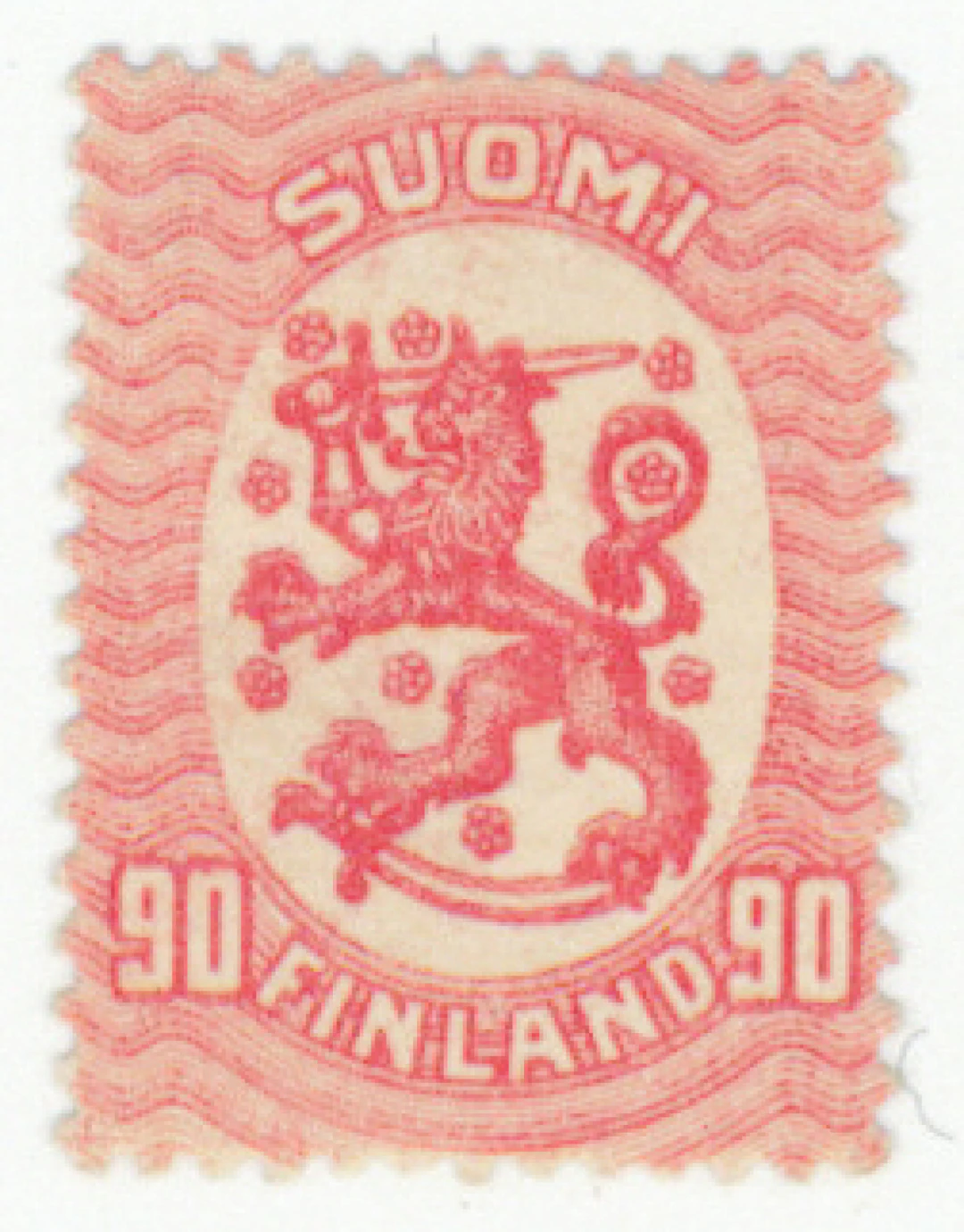 90 penni red unissued test stamp from a sample sheet. Mint *.