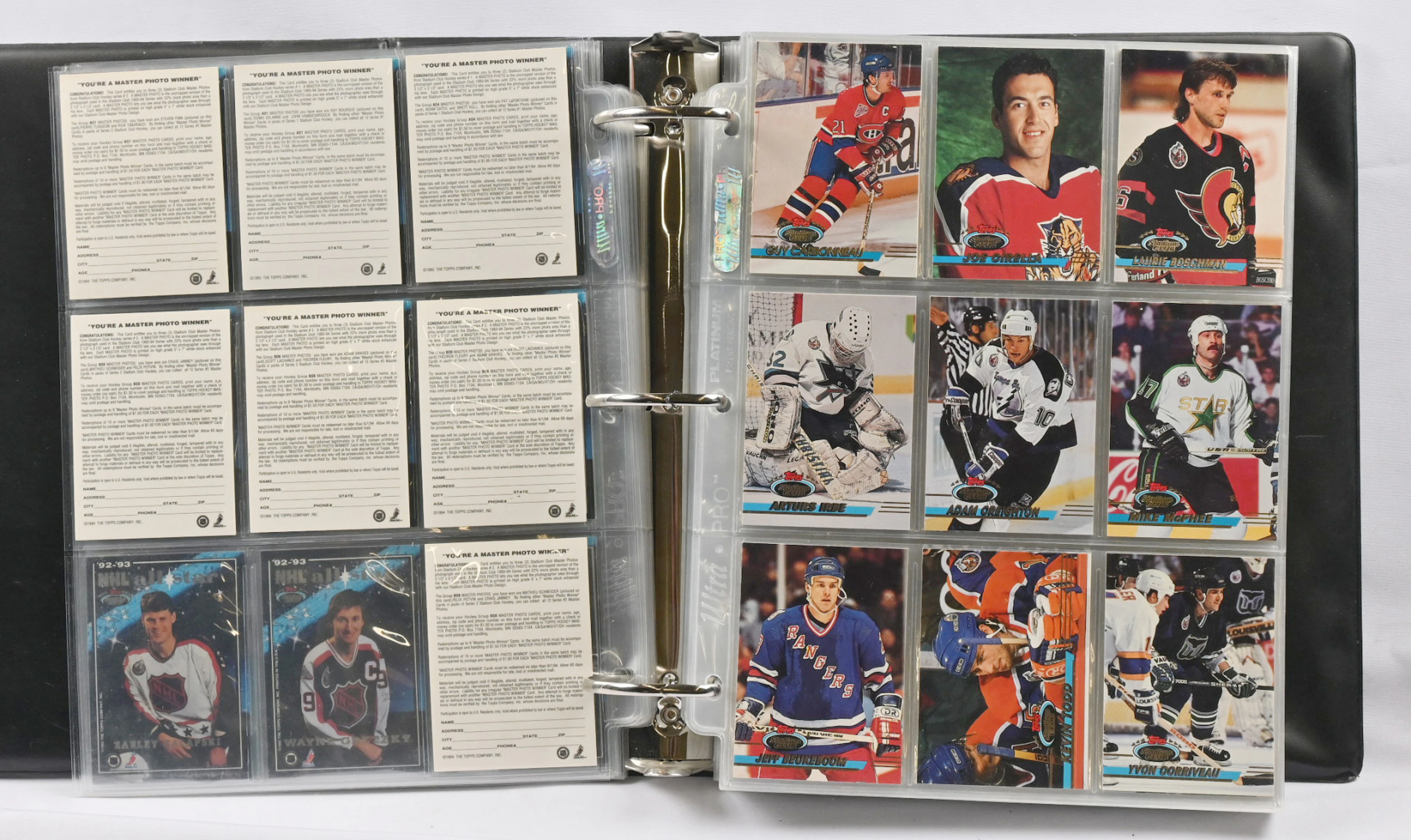 1993-94 Stadium Club 1-500 complete set as well as 65 different insert