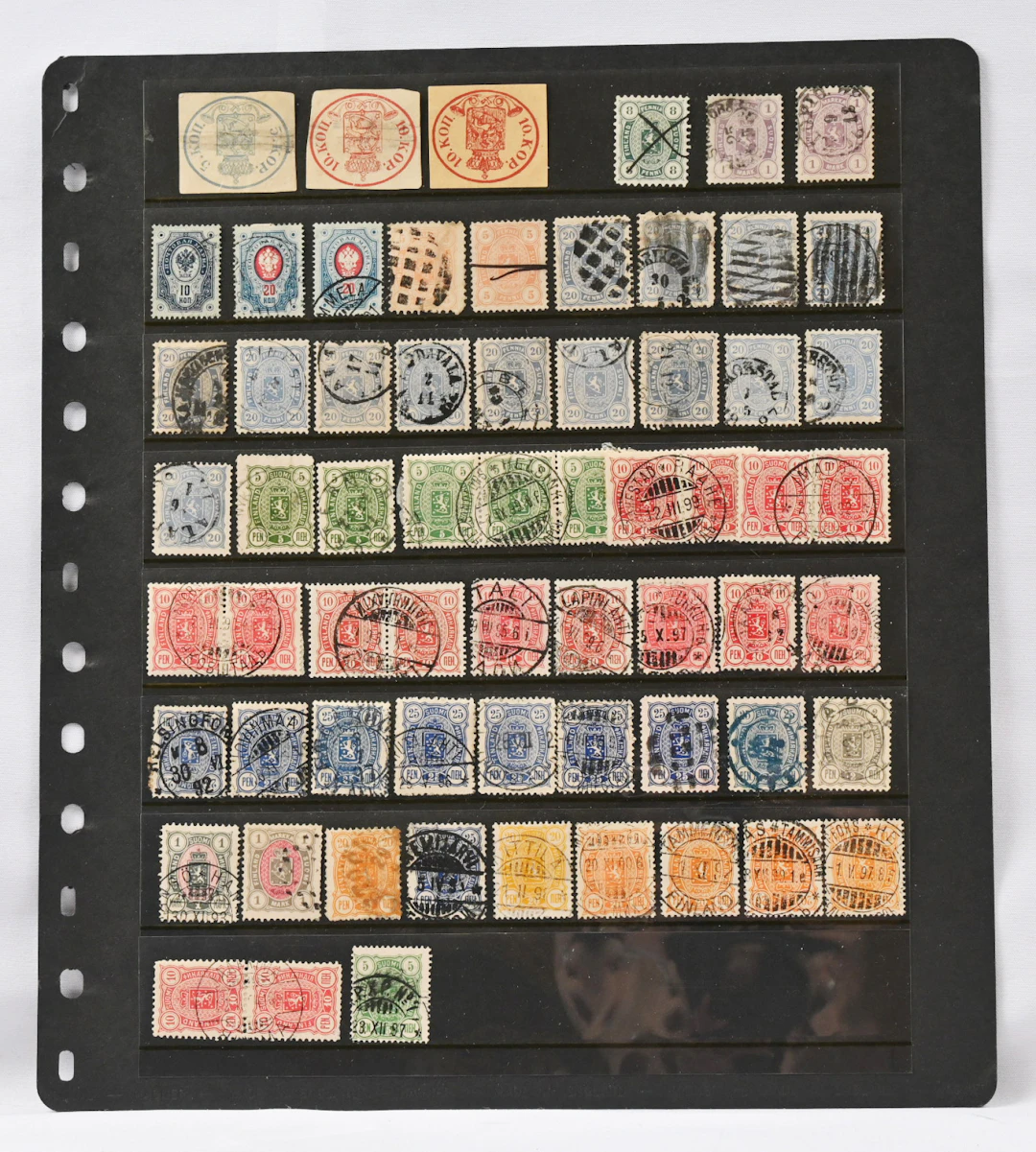 1875 - 1901 used stamp selection on three stock pages. Including issue