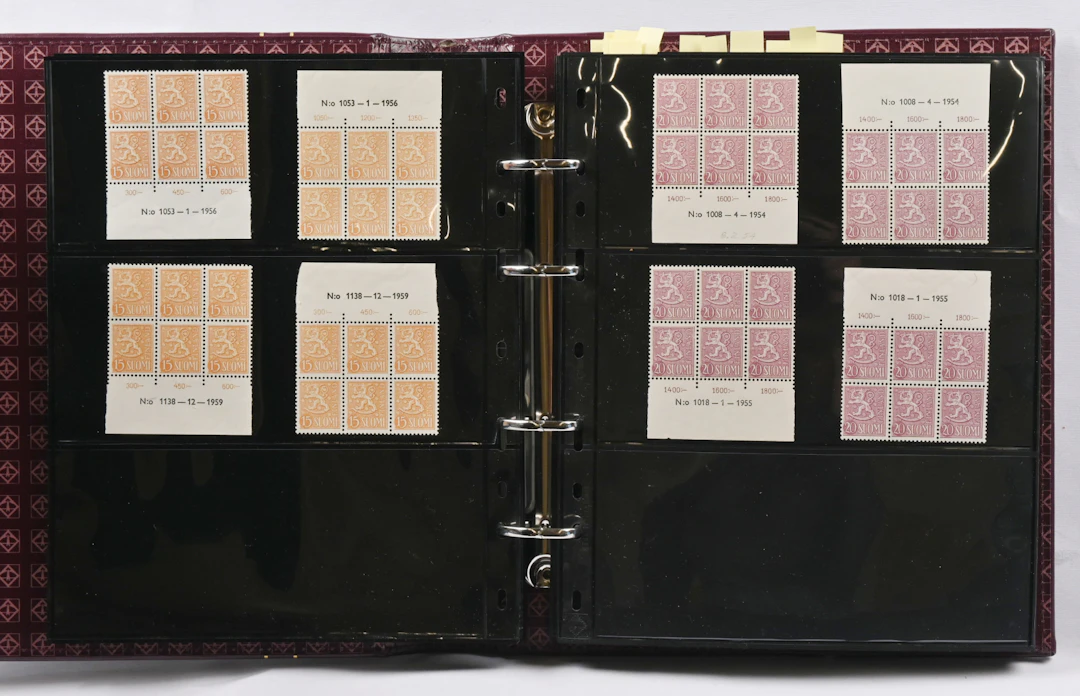 Issue 1954 - issue 1963 lions plate blocks of six collection in an