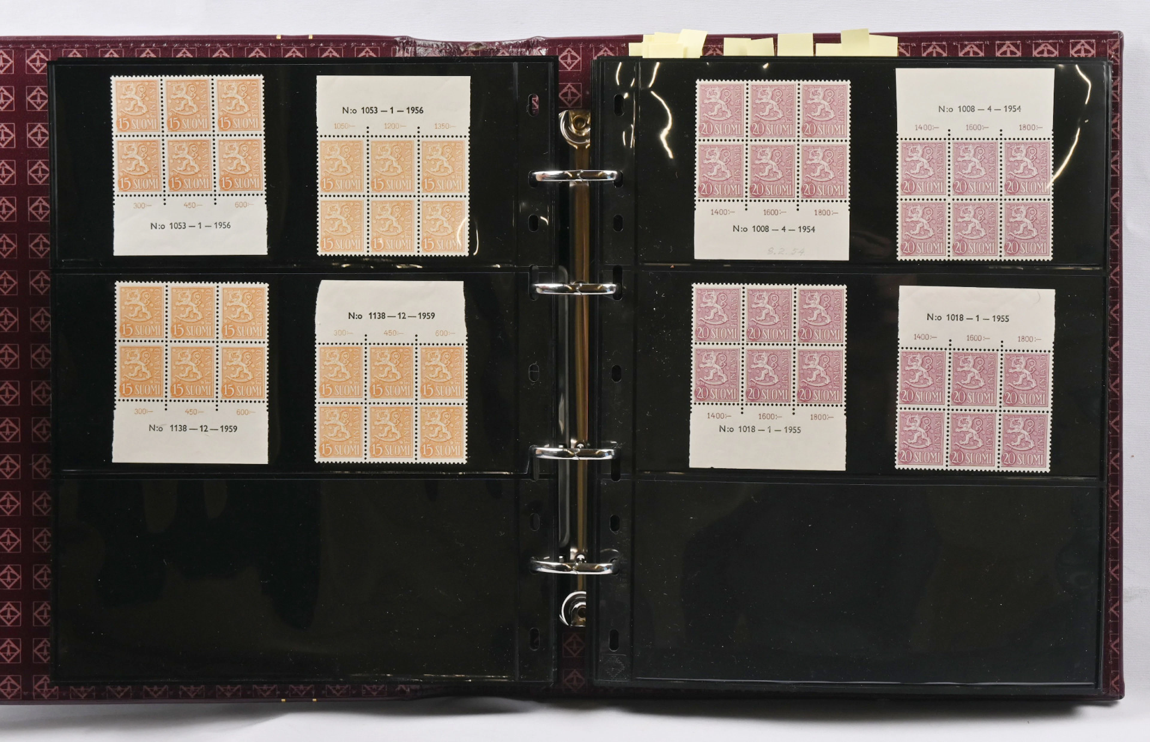 Issue 1954 - issue 1963 lions plate blocks of six collection in an