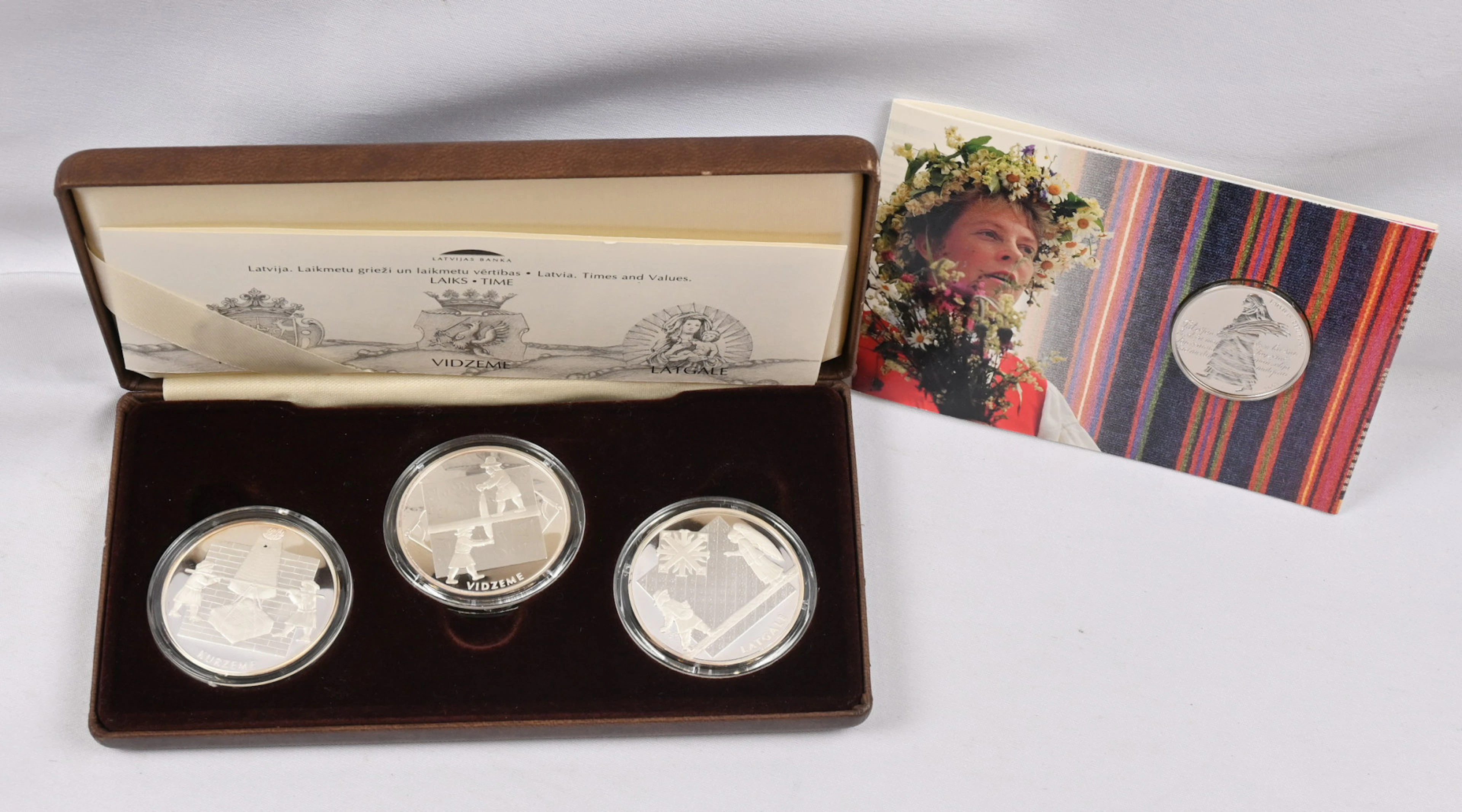 Latvia 2003 - 2004 fine assortment of three silver 1 Lats commemorative