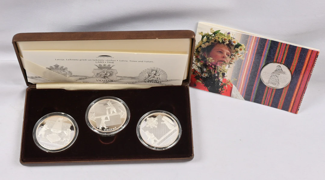 Latvia 2003 - 2004 fine assortment of three silver 1 Lats commemorative