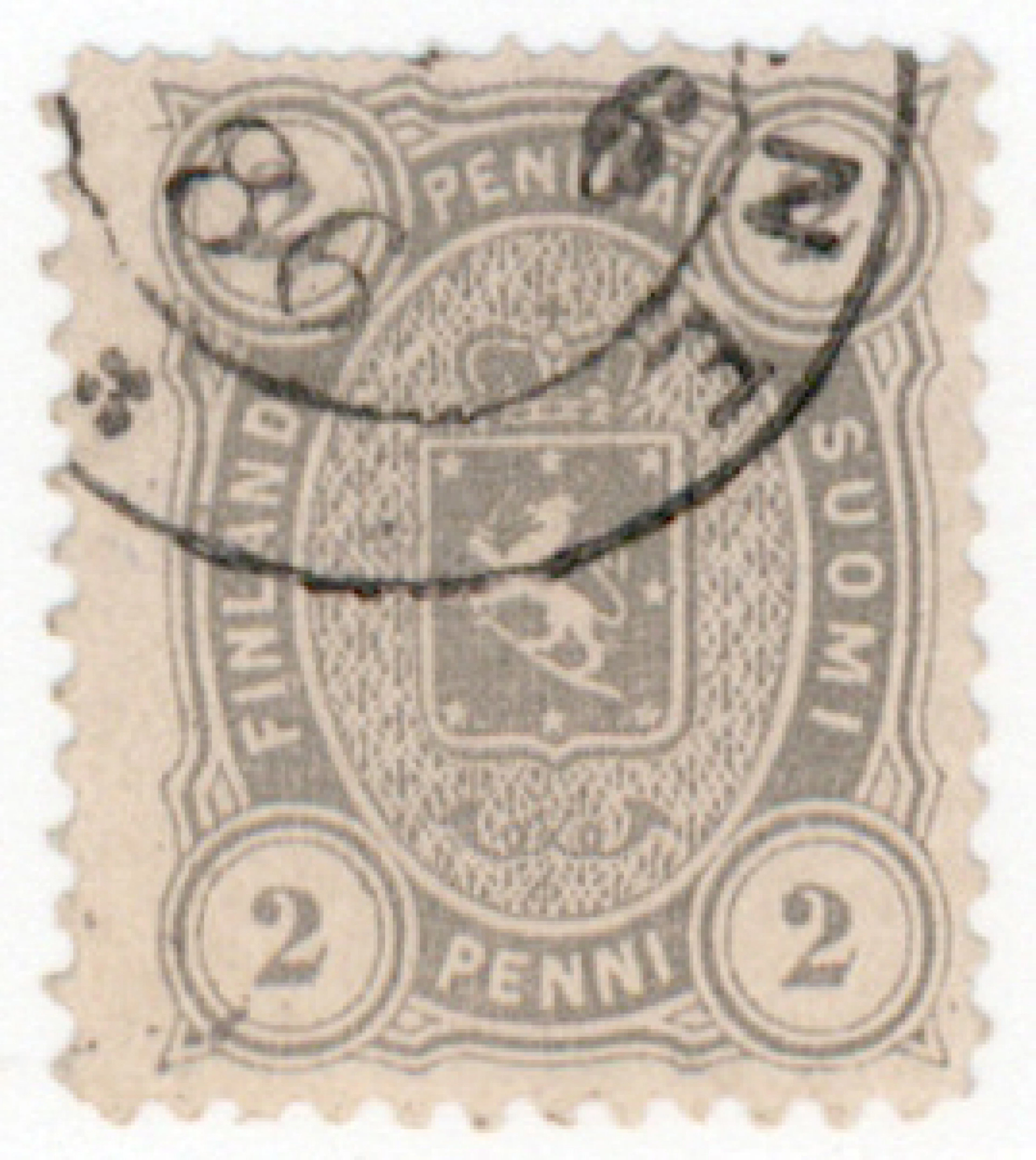2 penni pearl gray, used stamp, with a DIAMOND PERFORATION at top.