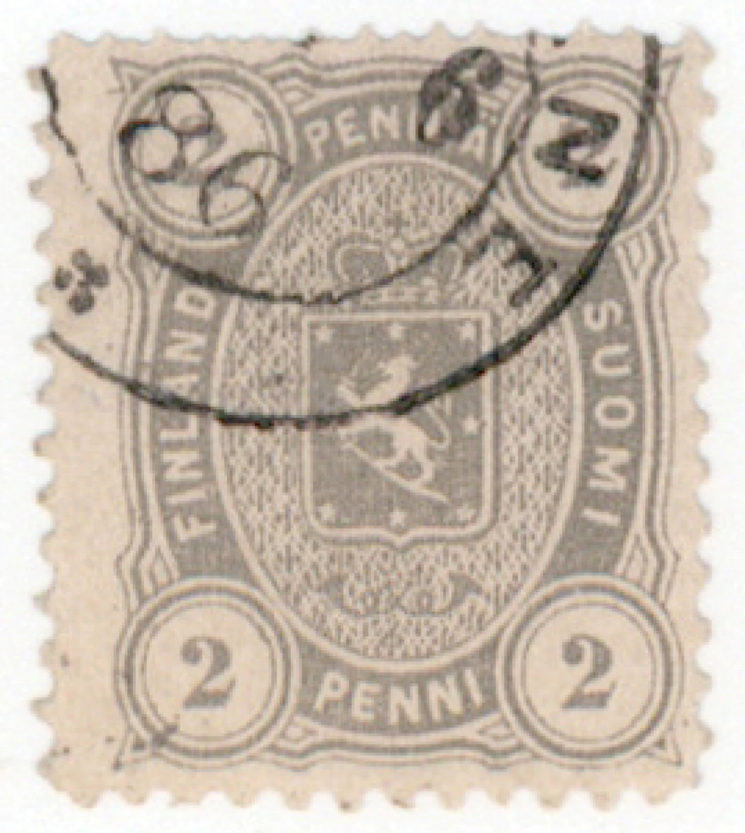 2 penni pearl gray, used stamp, with a DIAMOND PERFORATION at top.