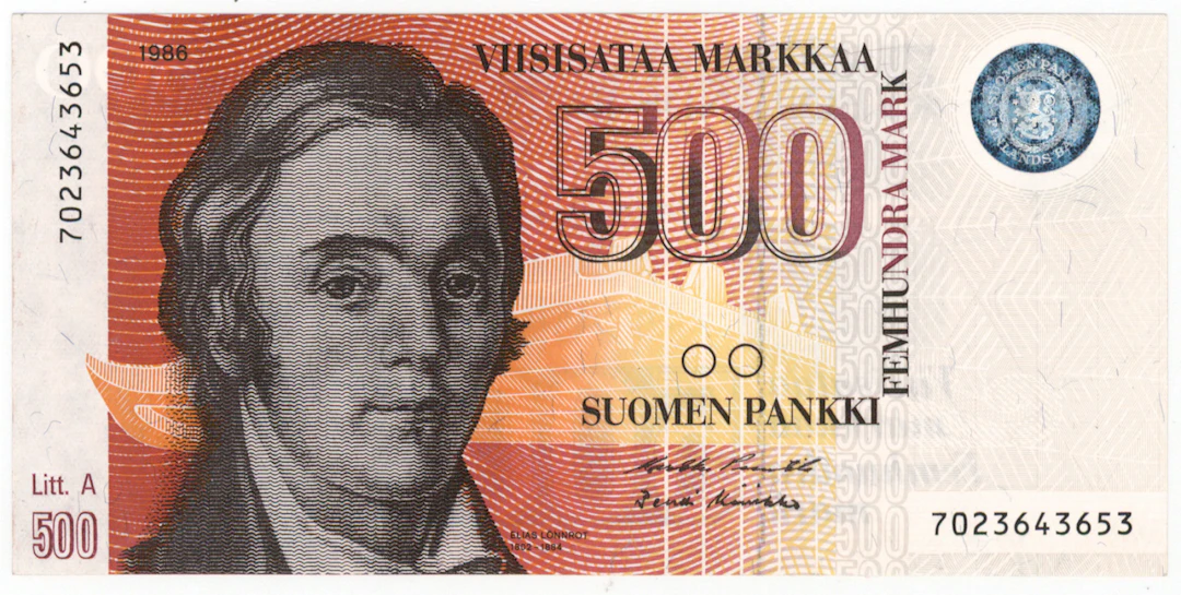 1986 500 markka Litt. A, condition 0/01