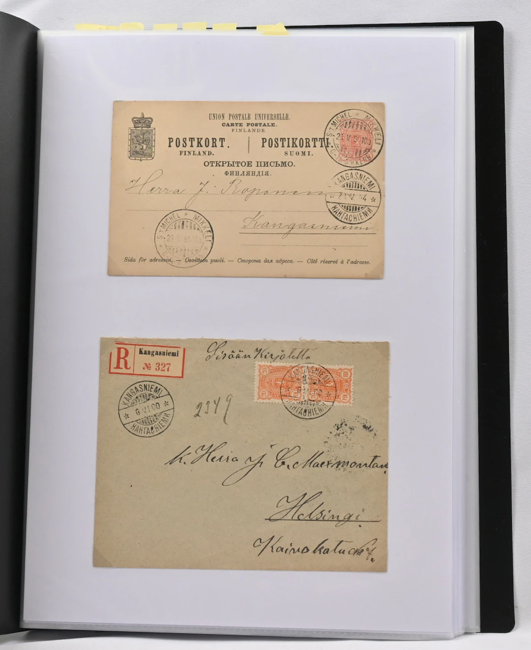 Kangasniemi postal history mini collection mounted on 25 pages, eg.