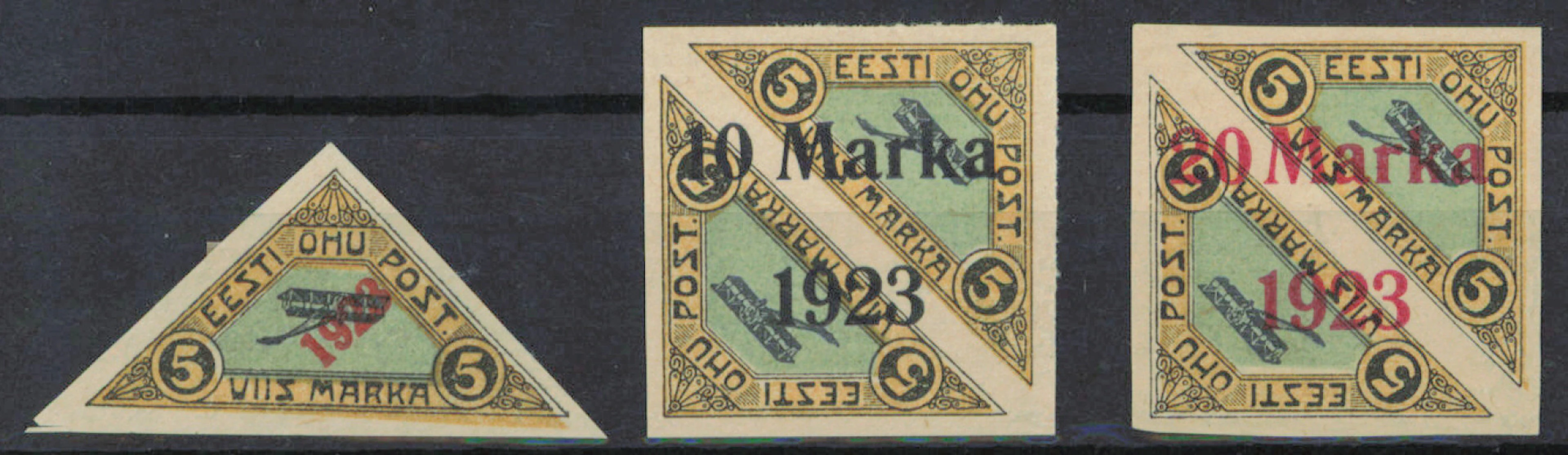 1923 Airmail stamps Mi 41 mint * as well as 43B and 44B very fine