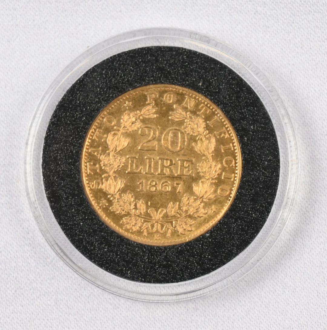 Italy 1867 20 lire gold.