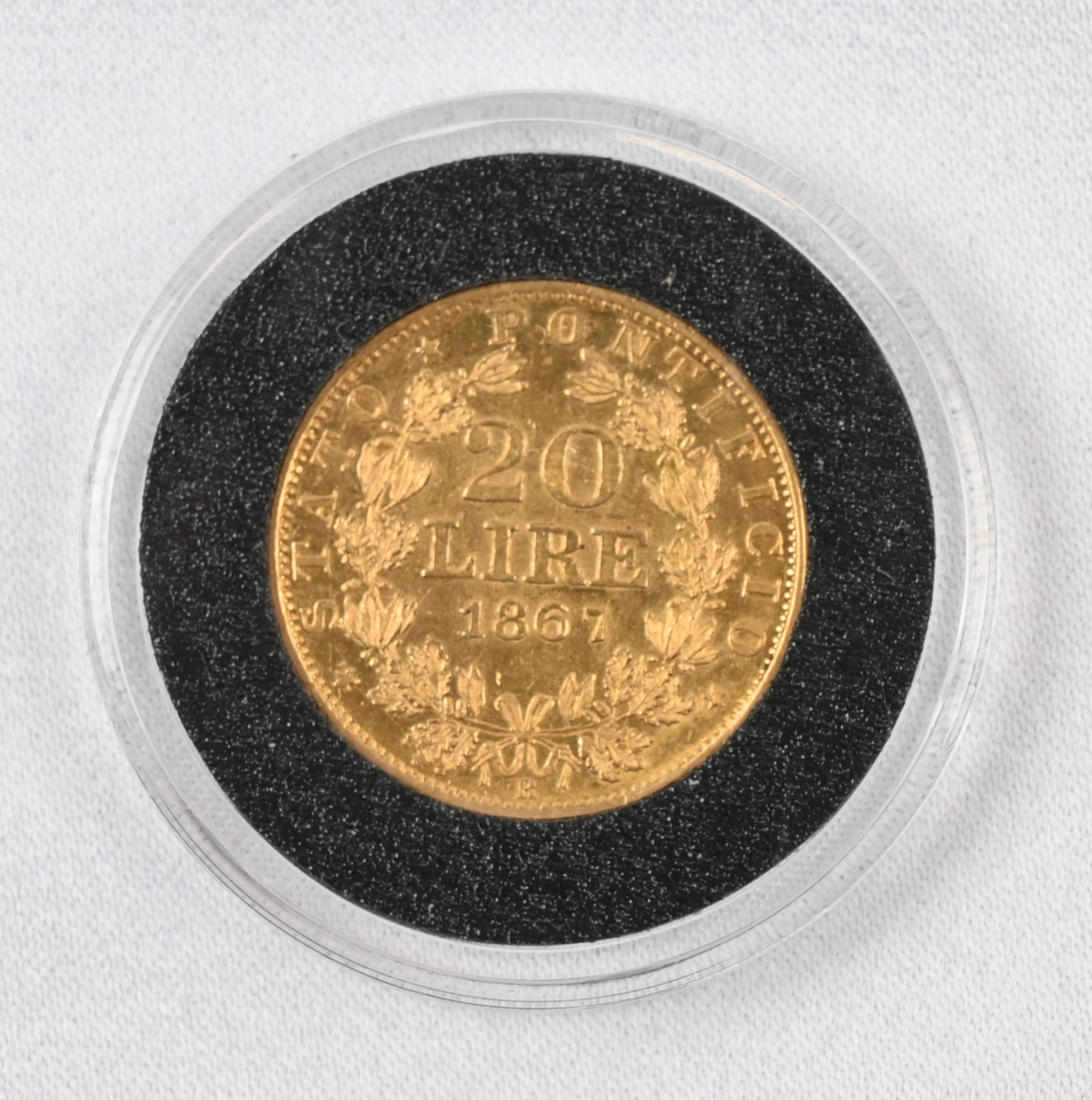Italy 1867 20 lire gold.