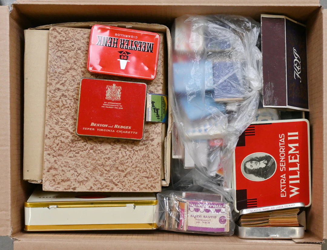 Matchbox labels and empty boxes large selection in approximately 4
