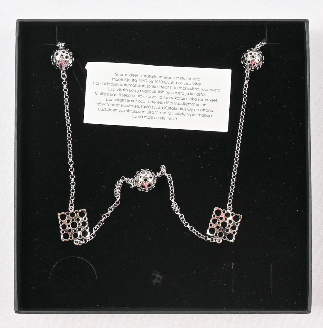 Liisa Vitali, Leppäkerttu (Ladybug) necklace, silver, in the original box.