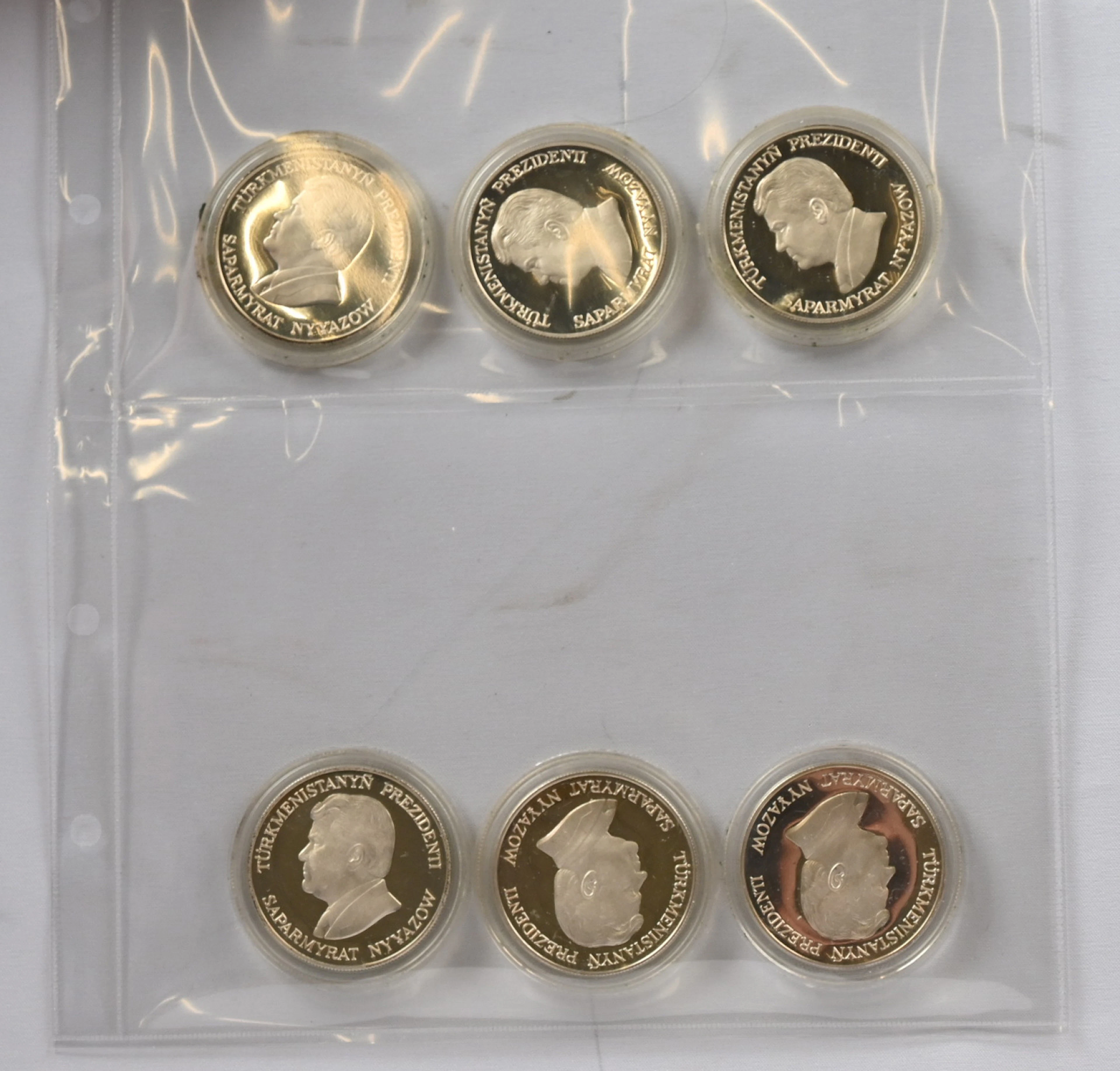 Turkmenistan 1996 six different 500 Manat silver commemorative coins.
