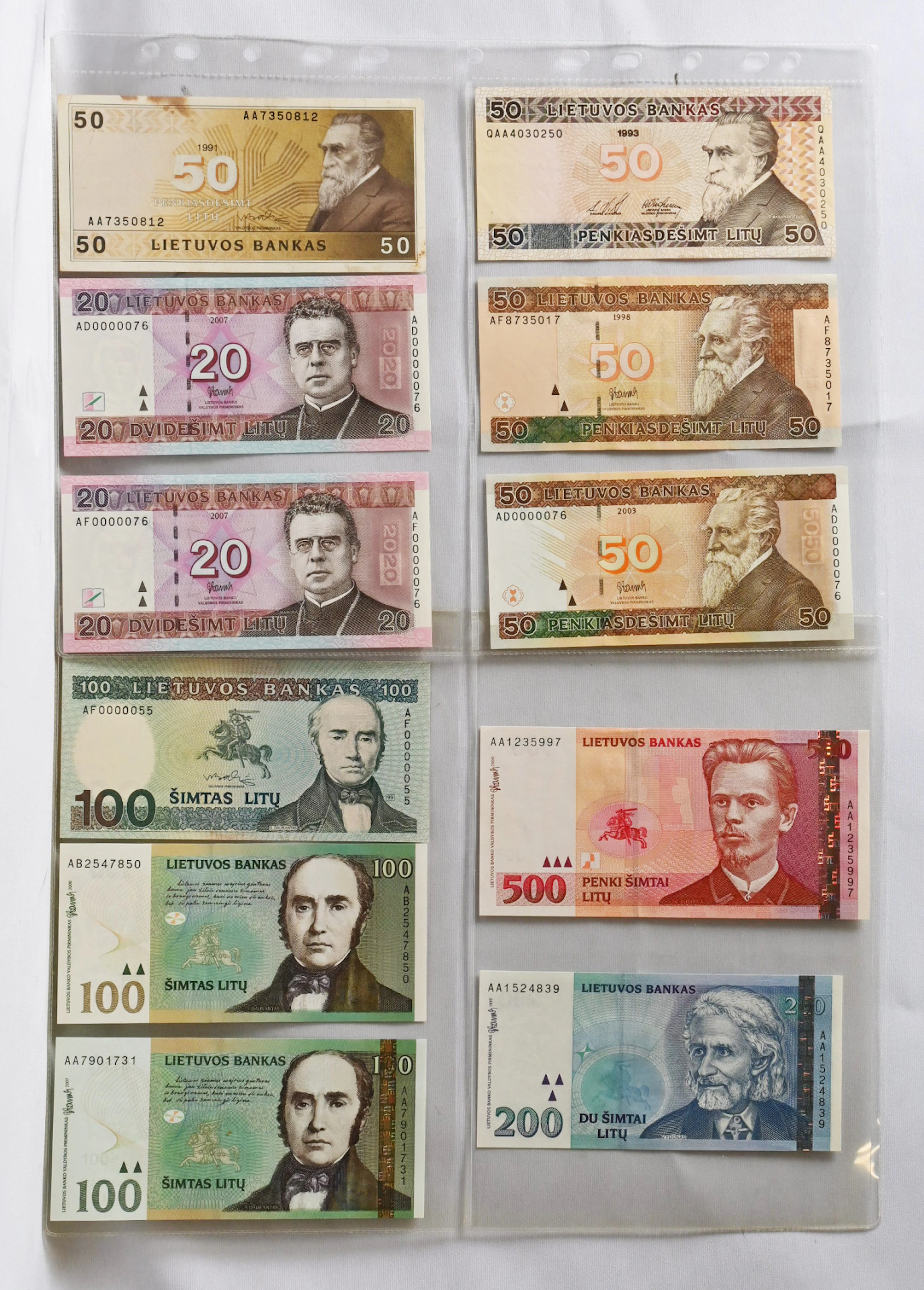 Lithuania starting from 1991 fine selection of banknotes of the new