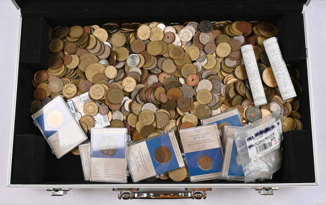Mixed coins in a coin briefcase approximately 7 KG.