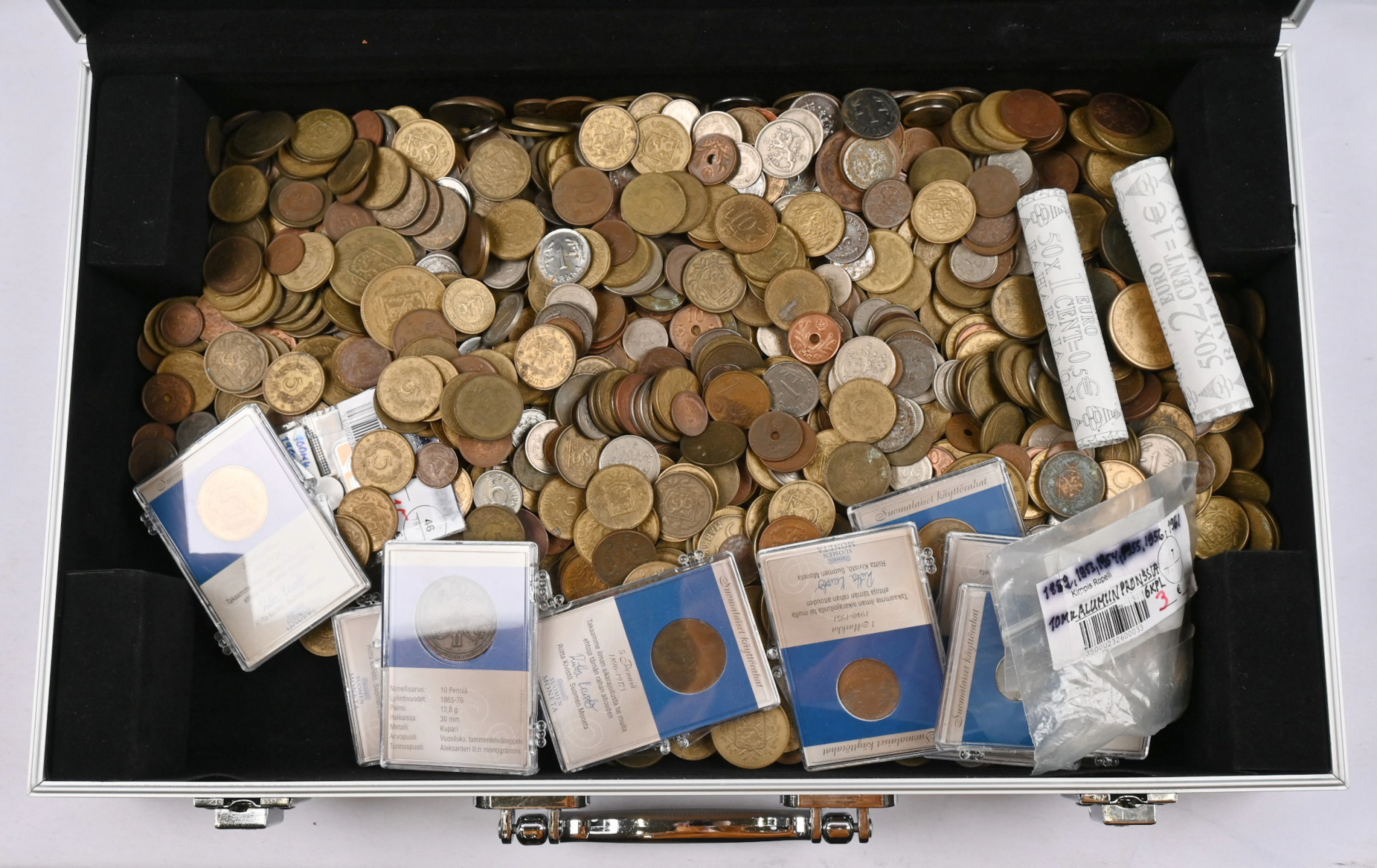Mixed coins in a coin briefcase approximately 7 KG.