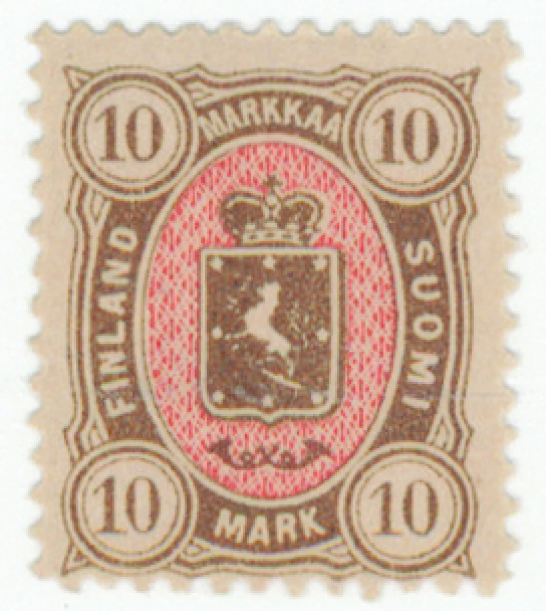 10 markka mint *, light crease. (L. 26).