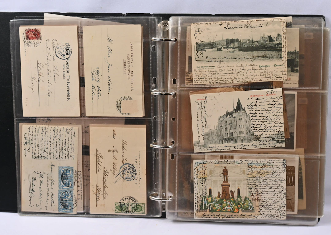 Helsinki, 100 old cards in an album 1899 - 1950s. Many are used, partly