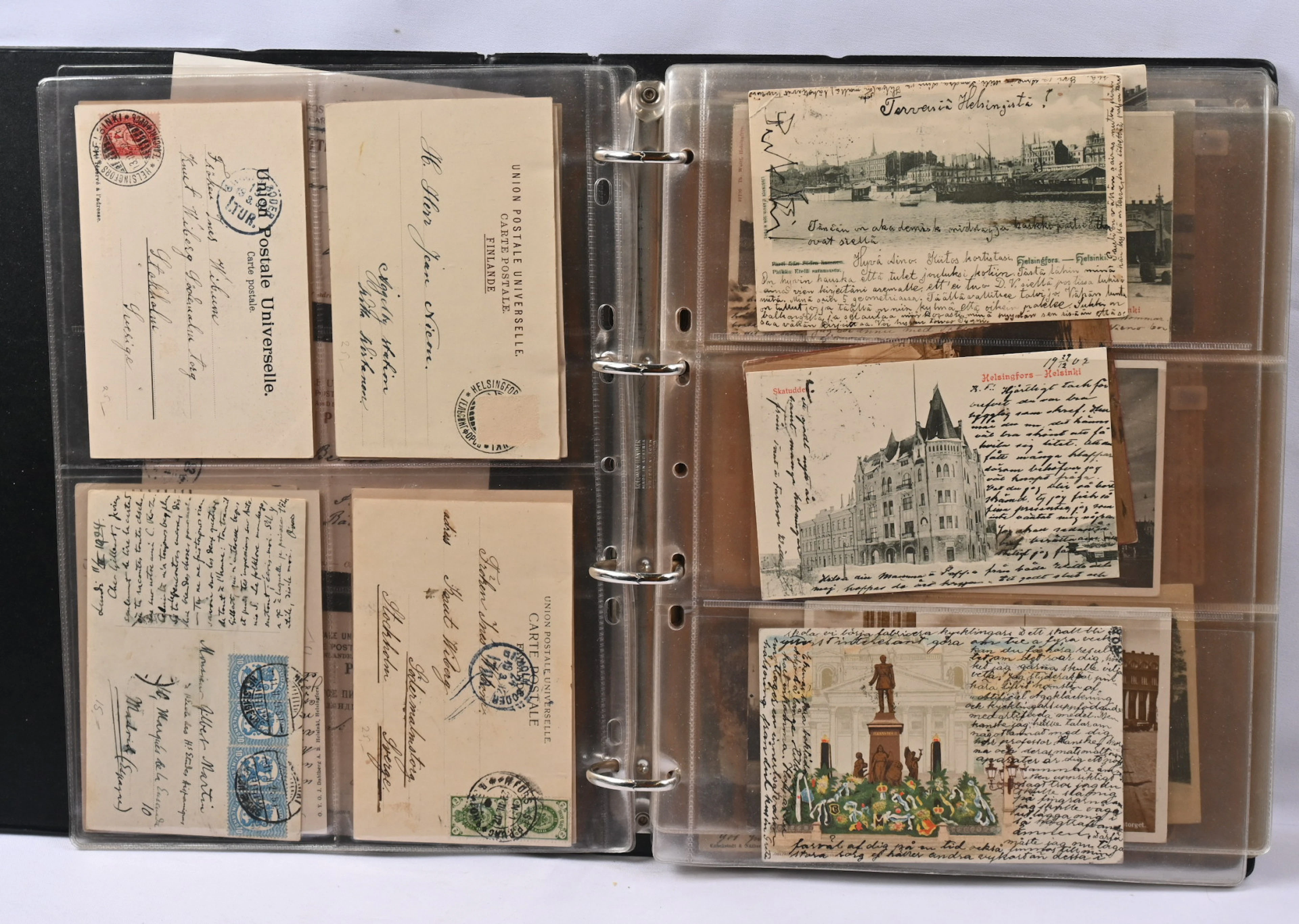 Helsinki, 100 old cards in an album 1899 - 1950s. Many are used, partly