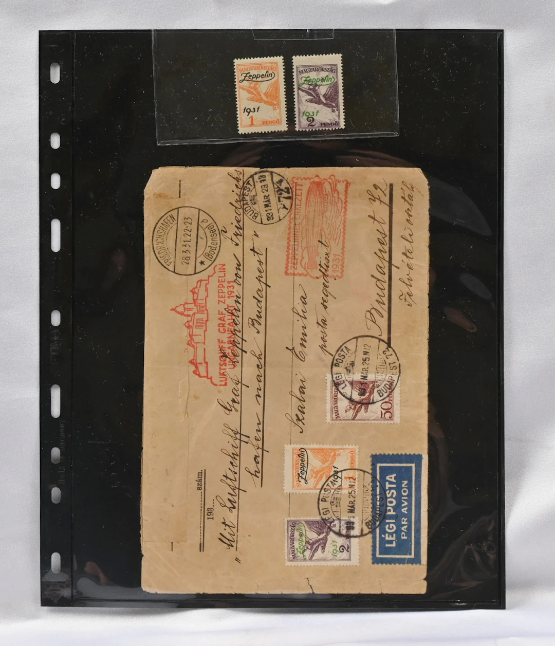 1933 Zeppelin stamps Mi 478 - 479 on a beautiful Zeppelin air mail