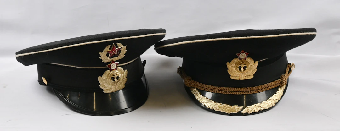 Soviet Union era navy caps 5 different. Patina of age.